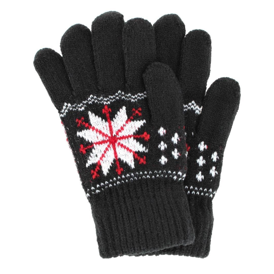 CTM® Kid's Snowflake Pattern Winter Gloves - Black