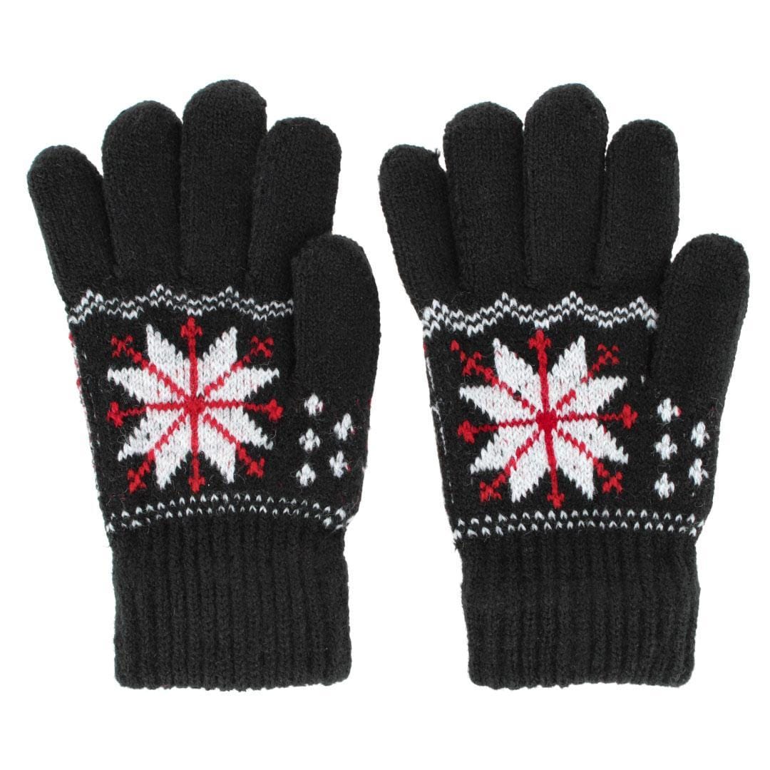 CTM® Kid's Snowflake Pattern Winter Gloves - Black