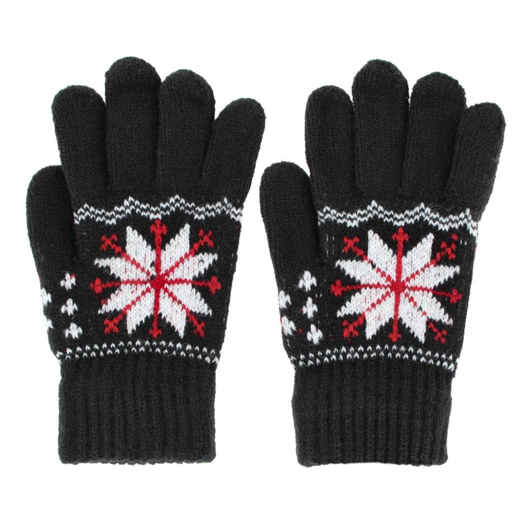 CTM® Kid's Snowflake Pattern Winter Gloves - Black