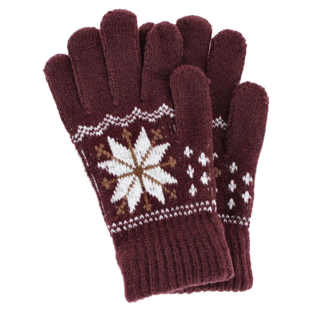 CTM® Kid's Snowflake Pattern Winter Gloves - Burgundy