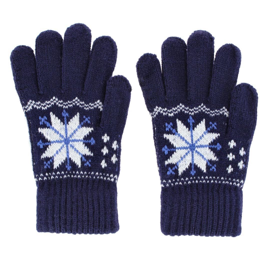 CTM® Kid's Snowflake Pattern Winter Gloves - Navy
