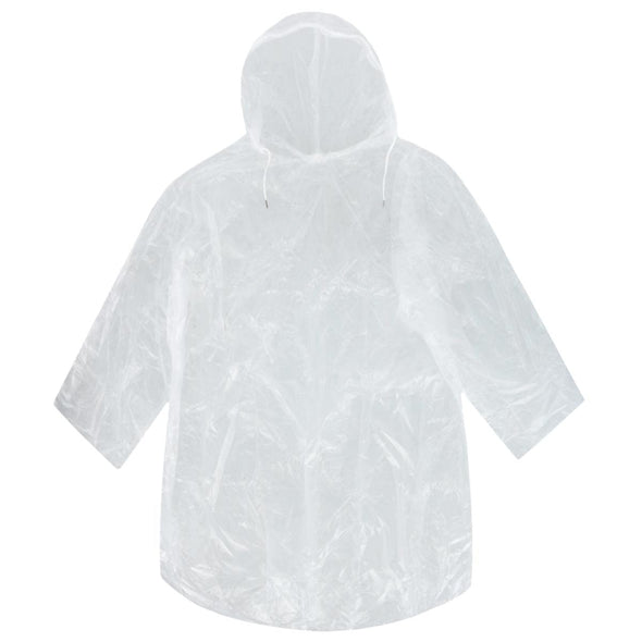 Adult Clear Rain Poncho with Drawstring Hood