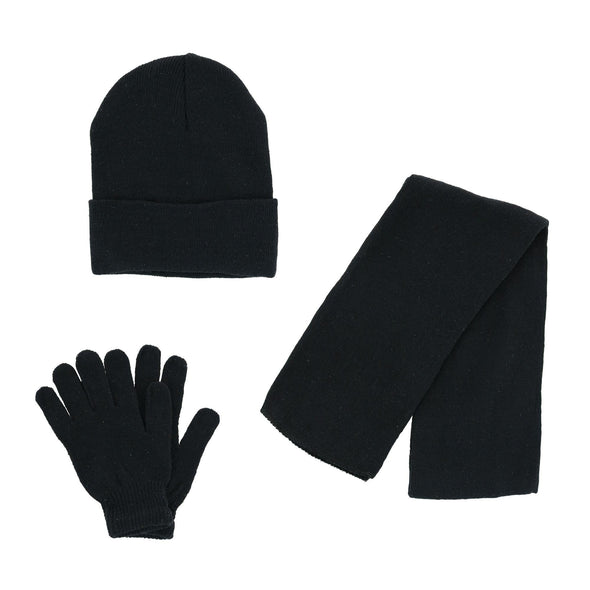 Basic Beanie Cuff Cap Scarf and Gloves Set