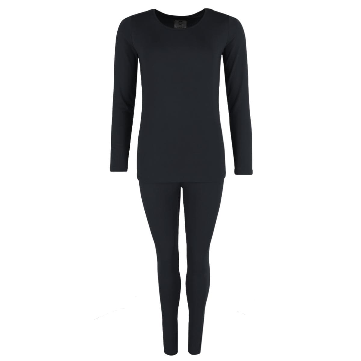 CTM® Women's Thermal Underwear Long Sleeve and Pant Set - Black