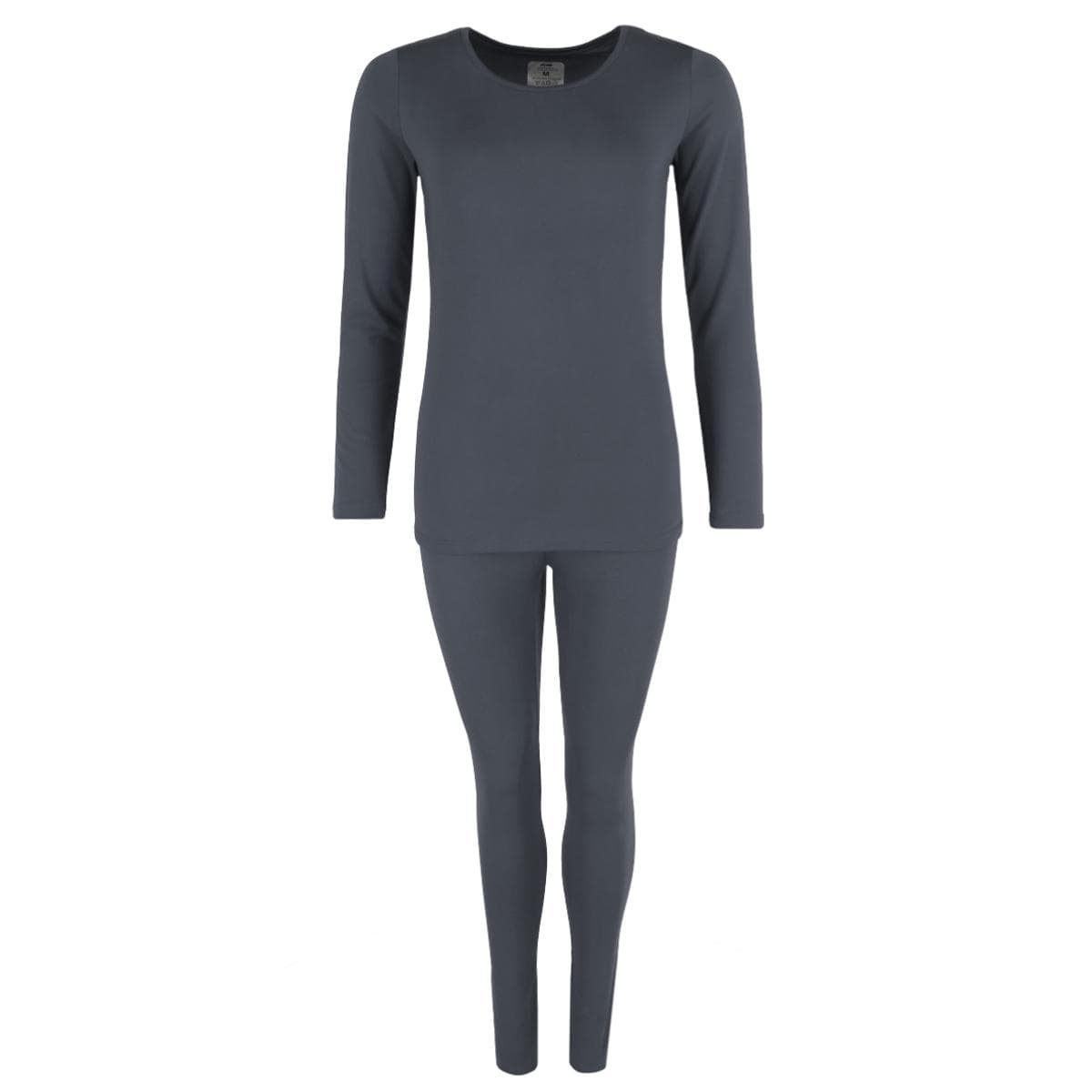 CTM® Women's Thermal Underwear Long Sleeve and Pant Set - Grey