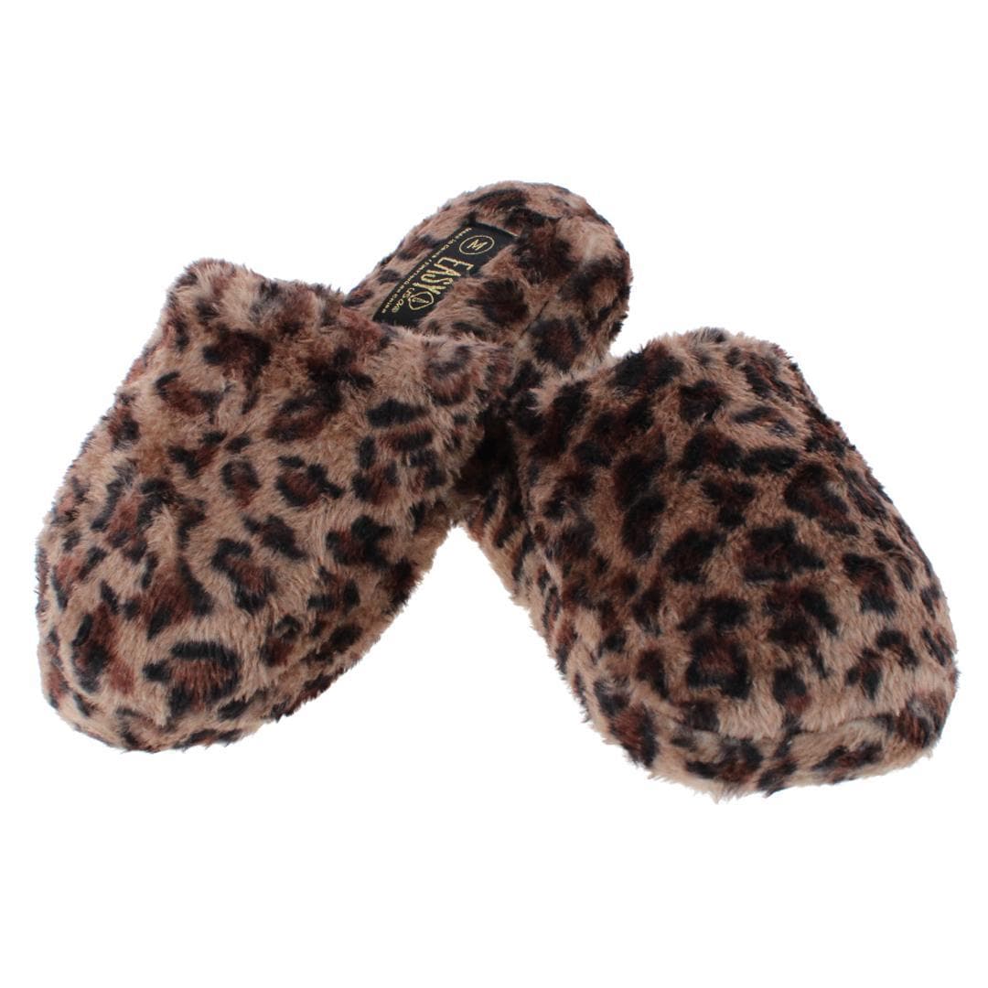 CTM® Women's Plush Animal Print Slippers
