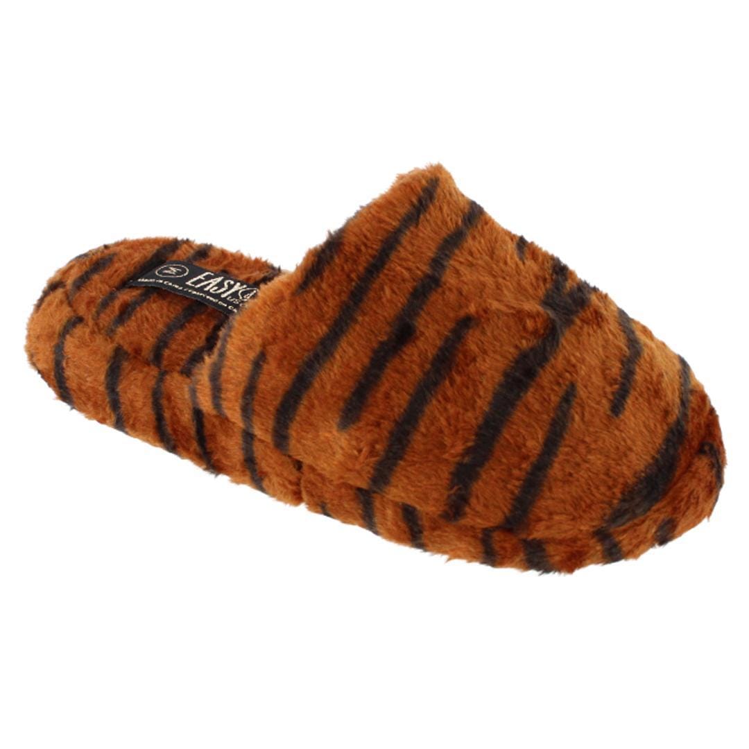 CTM® Women's Plush Animal Print Slippers - Orange