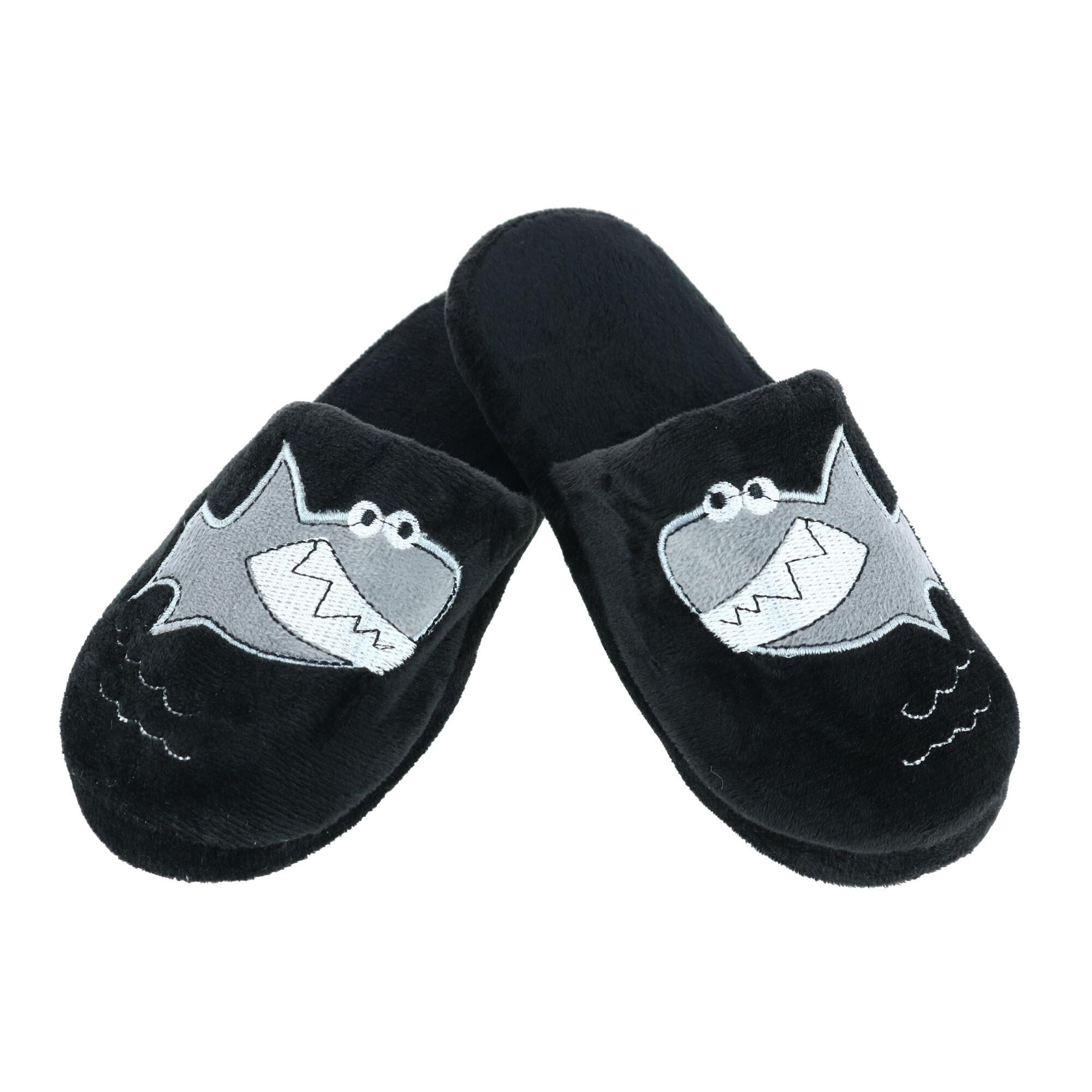 CTM® Boy's Slide House Slippers with Shark Detail - Black