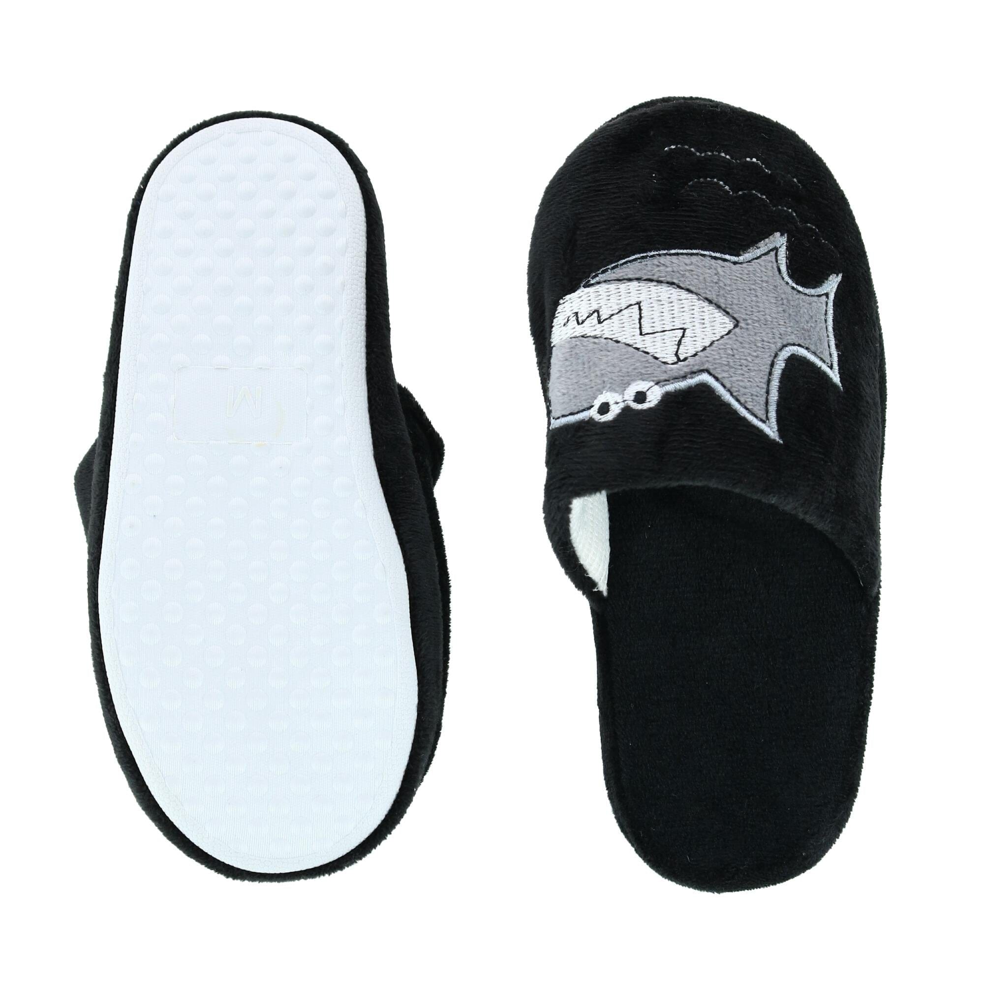 CTM® Boy's Slide House Slippers with Shark Detail - Black
