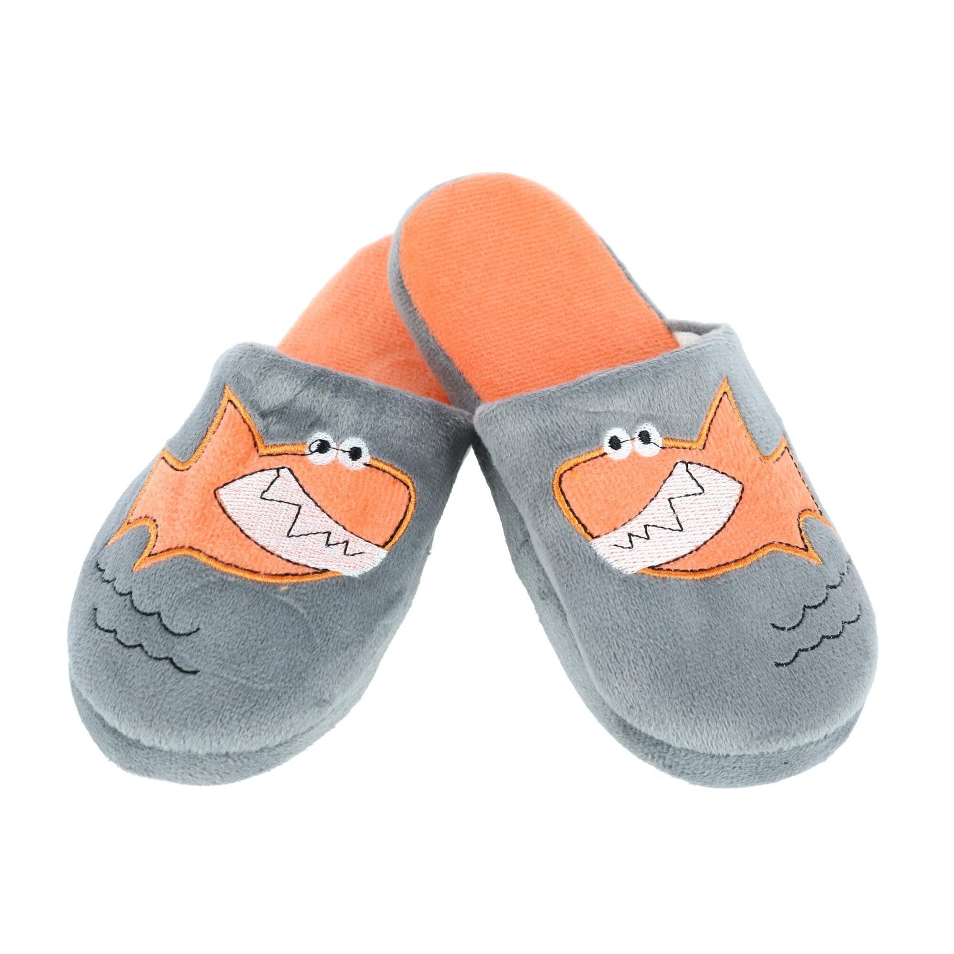 CTM® Boy's Slide House Slippers with Shark Detail - Gray
