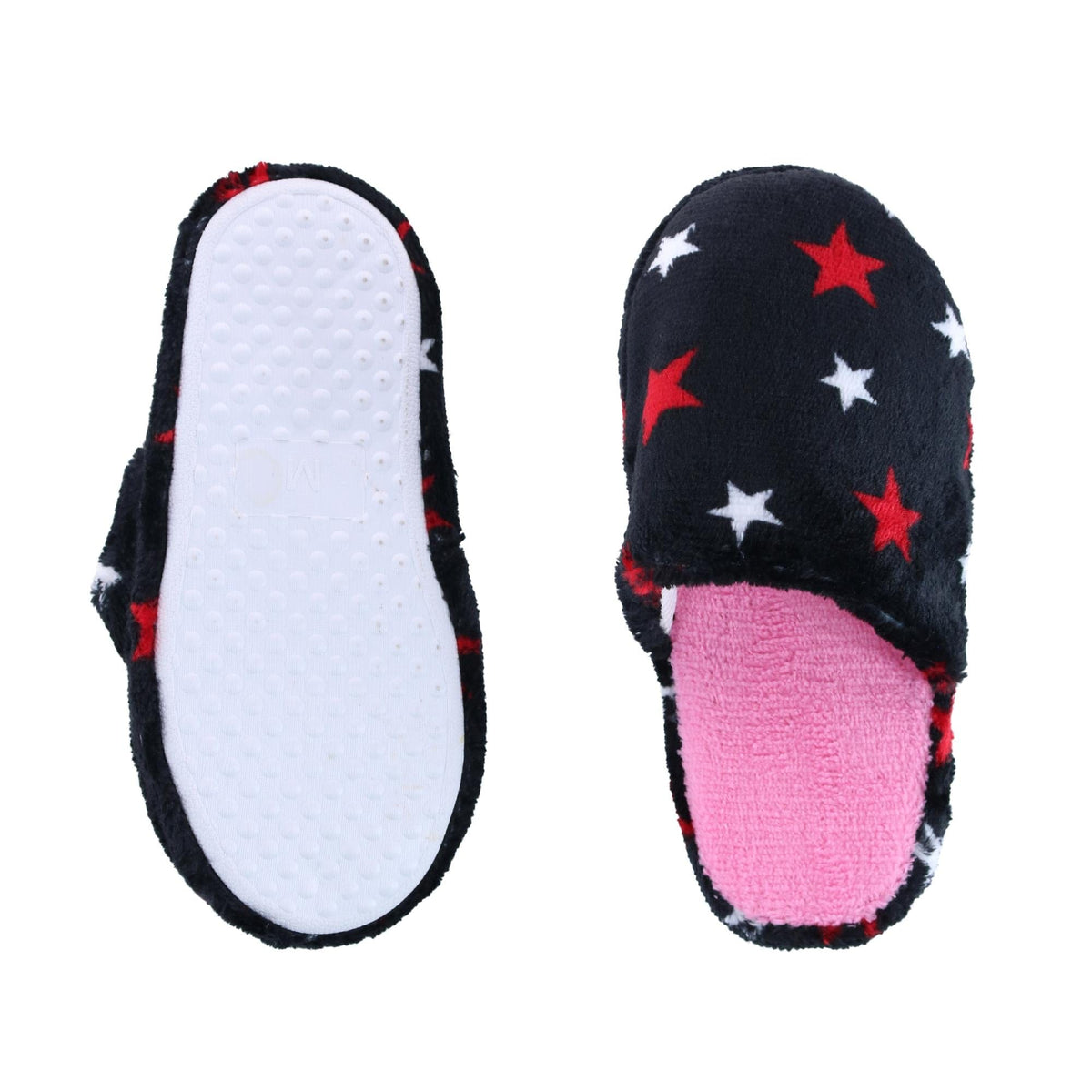 CTM® Girl's Night Star Slip On Slippers - Black