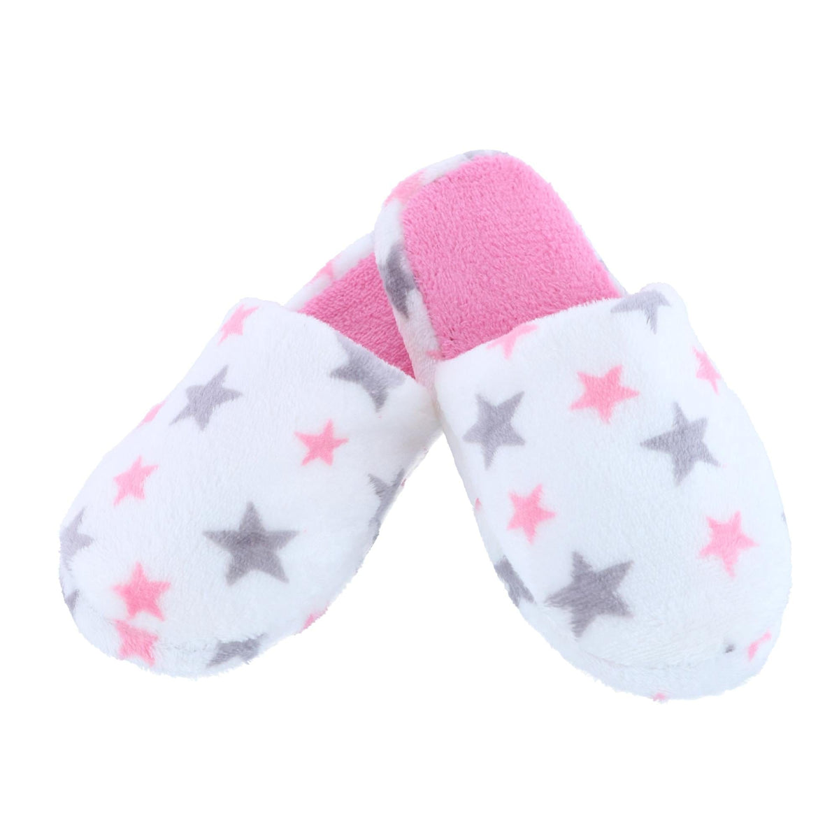 CTM® Girl's Night Star Slip On Slippers - White
