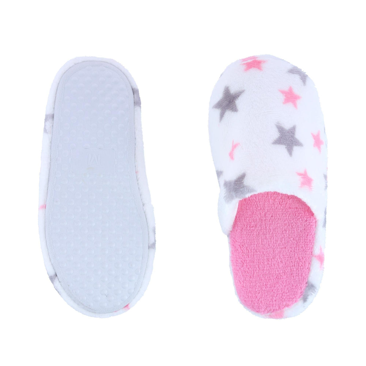 CTM® Girl's Night Star Slip On Slippers - White