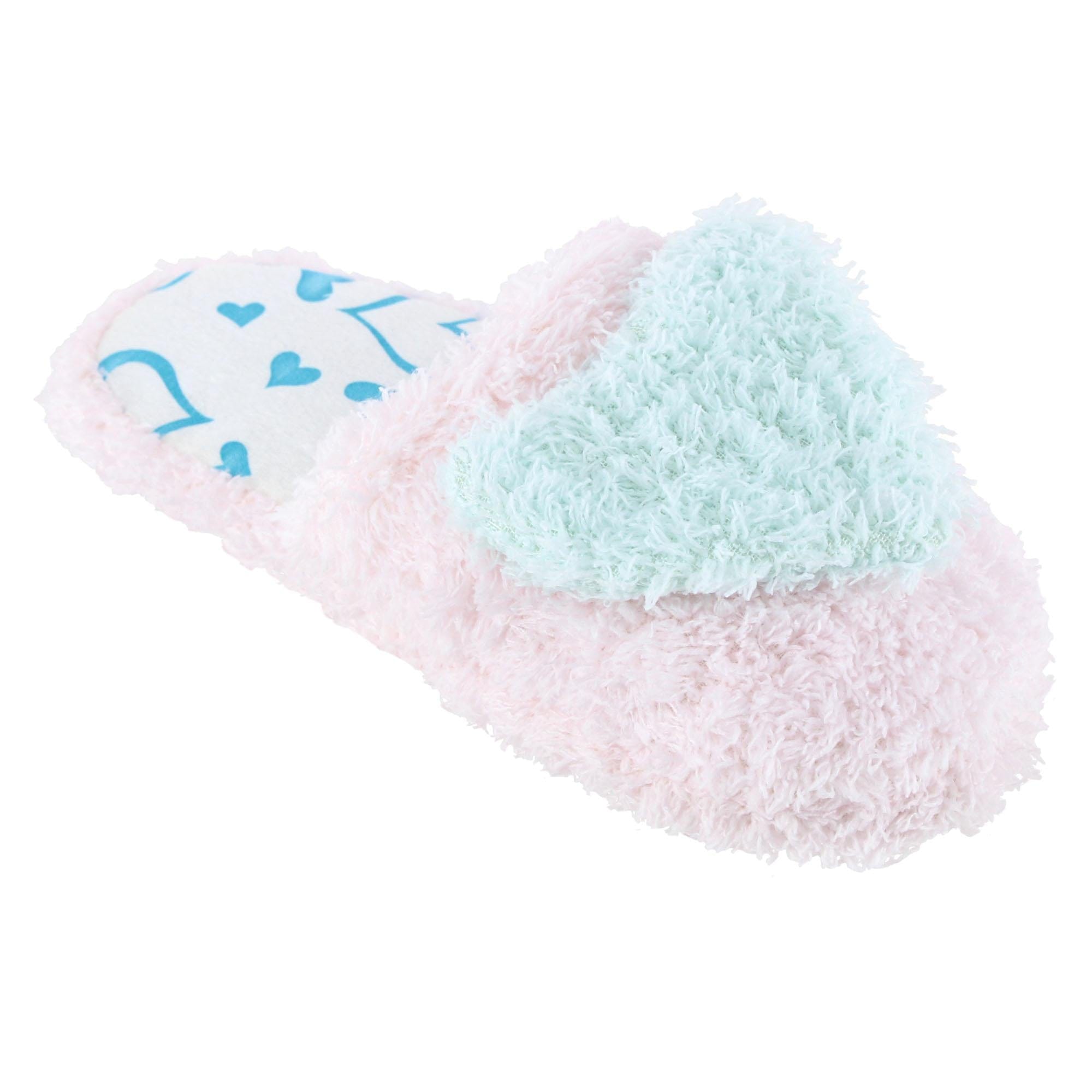 CTM® Girl's Fluffy Heart Assorted Slippers - Sky Blue