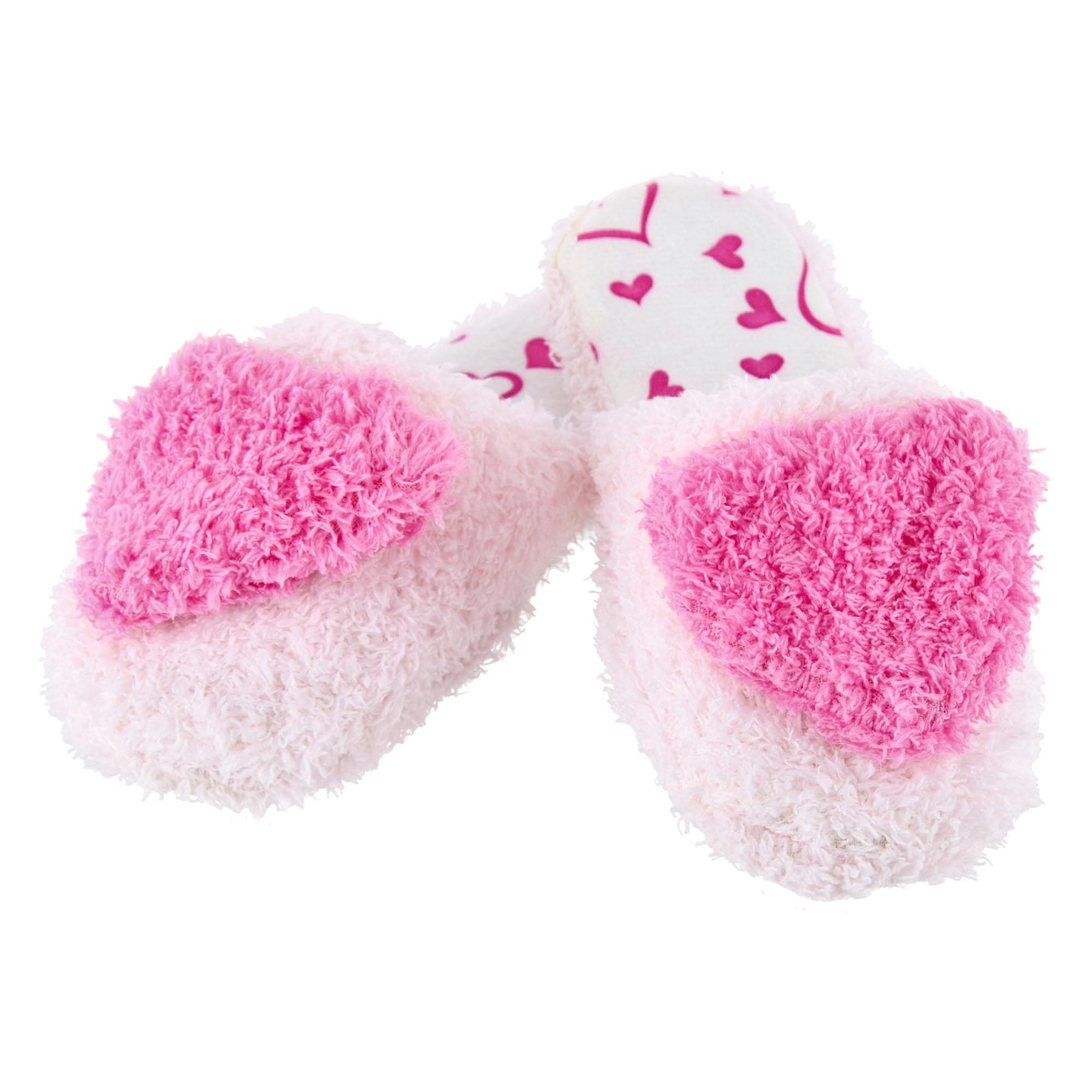 CTM® Girl's Fluffy Heart Assorted Slippers - Pink