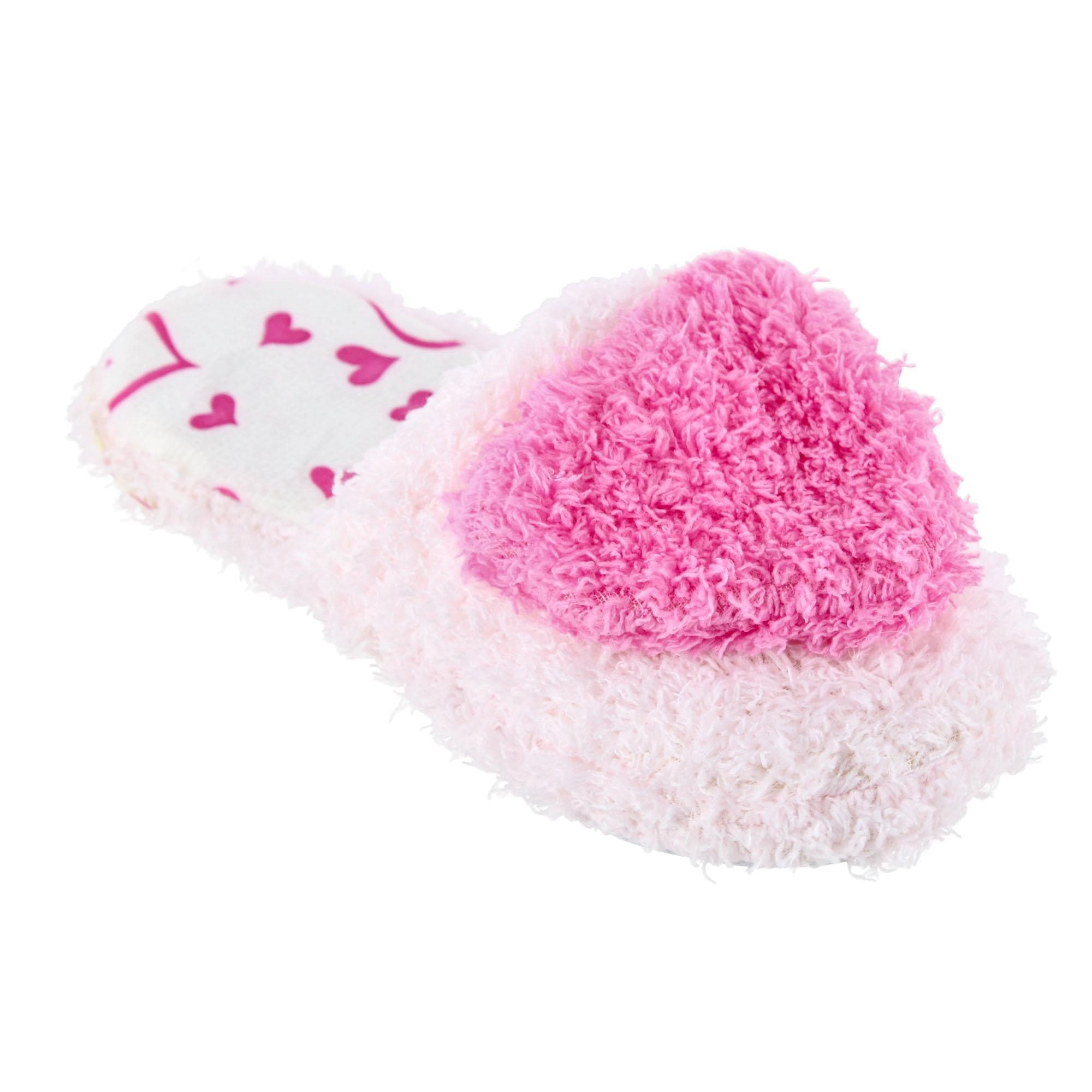 CTM® Girl's Fluffy Heart Assorted Slippers - Pink