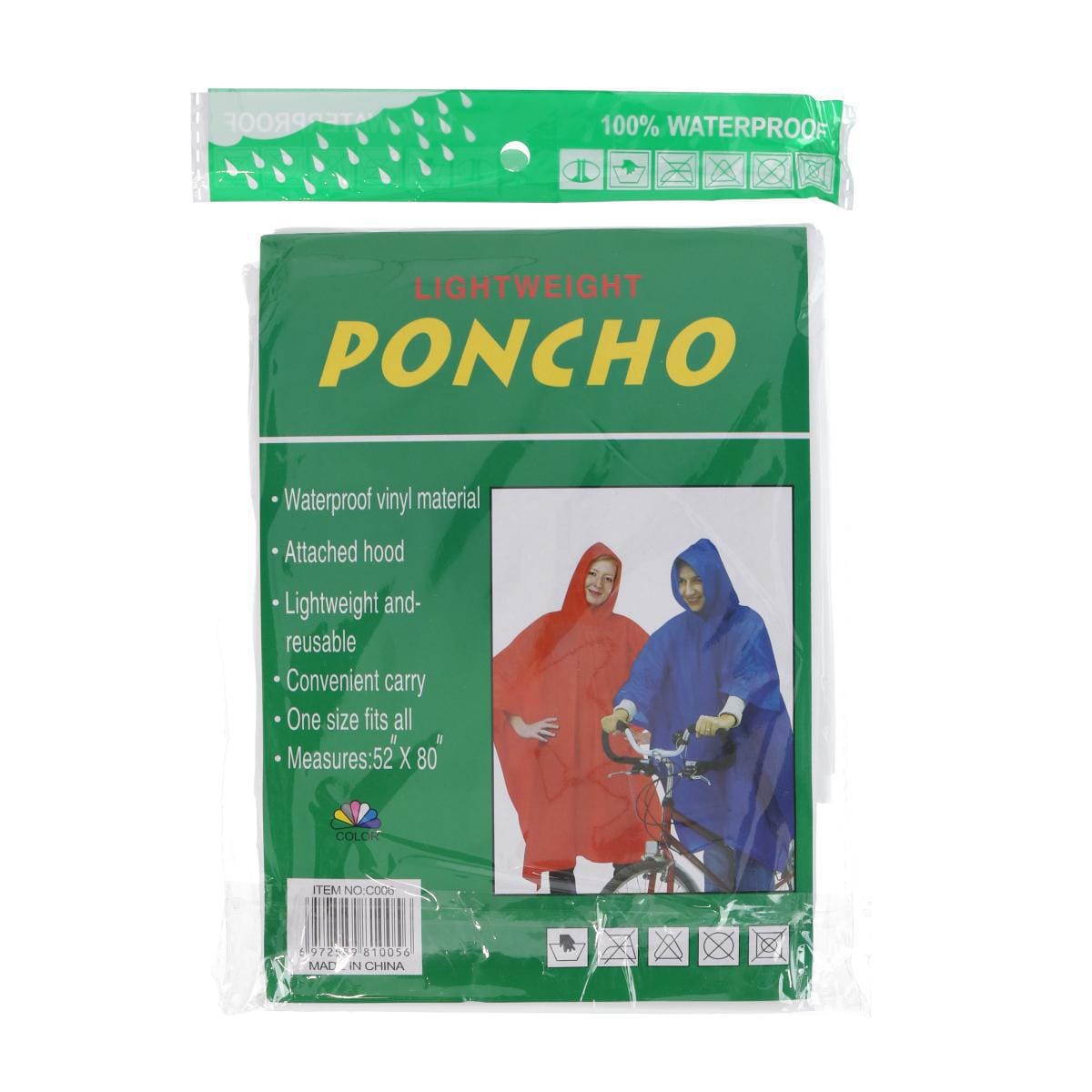 CTM® Adult Reusable Waterproof Long Rain Poncho - Clear