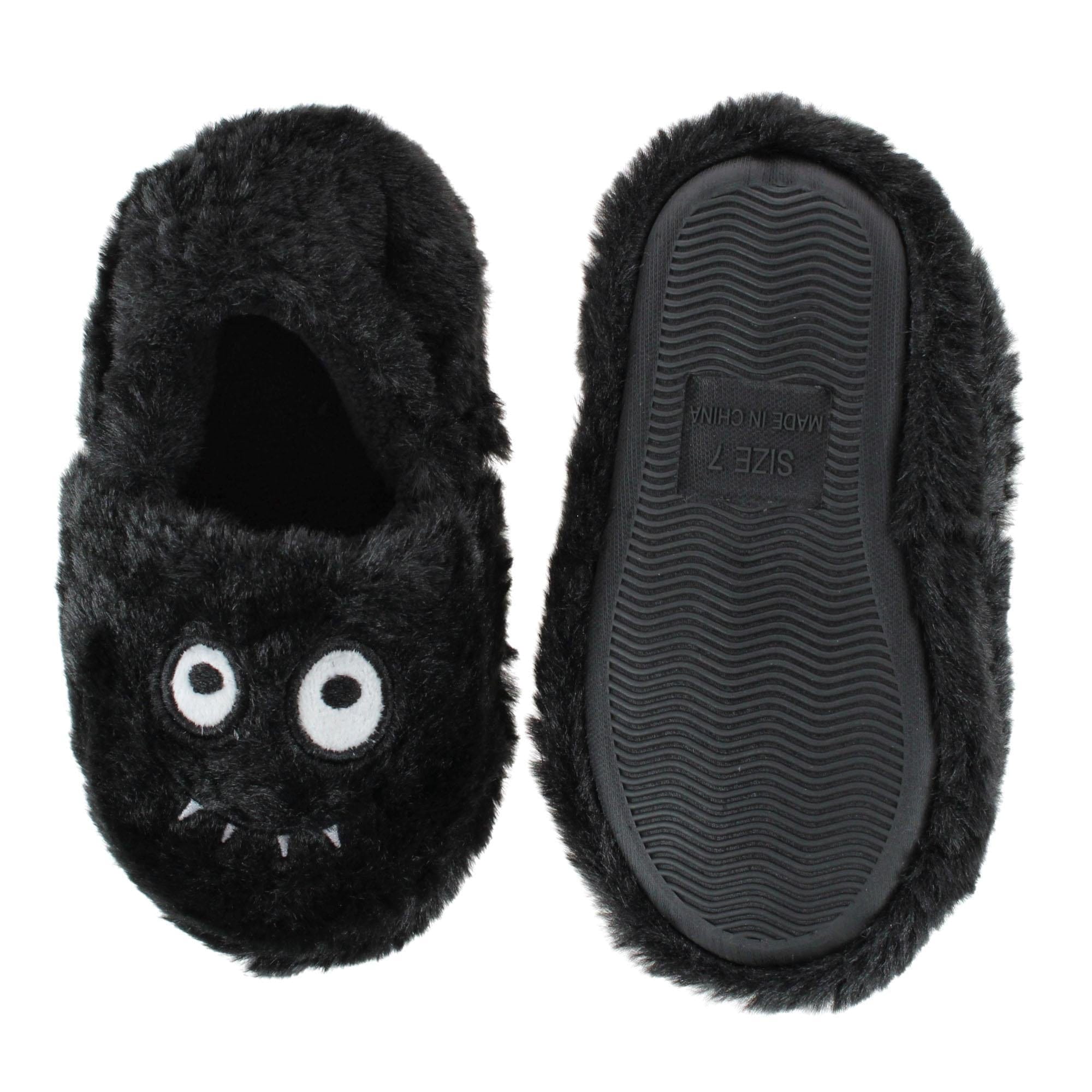 CTM® Toddler's Monster Fuzzy Assorted Slippers - Black