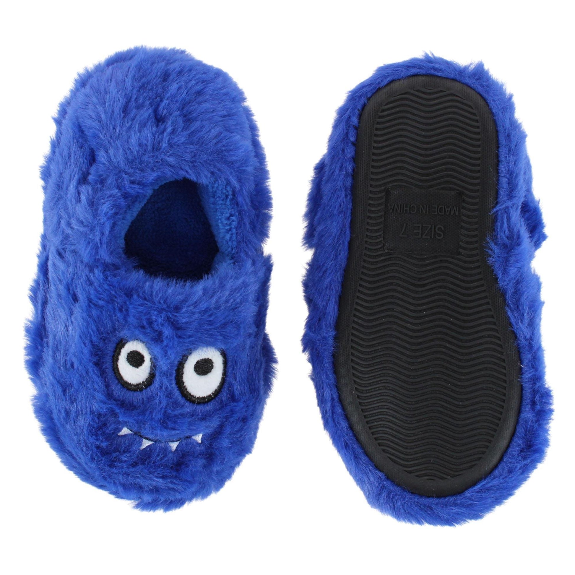 CTM® Toddler's Monster Fuzzy Assorted Slippers - Blue