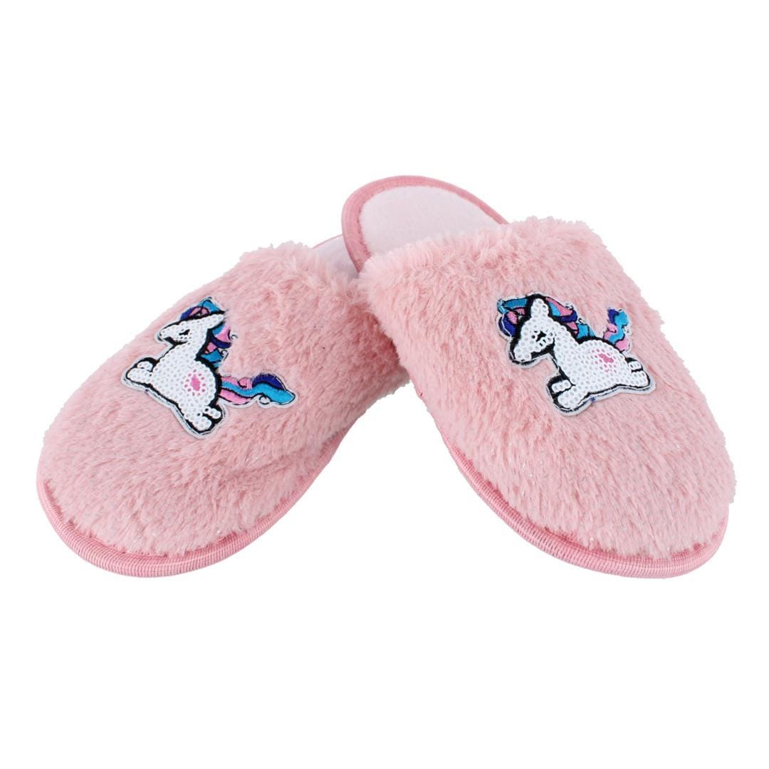 CTM® Girl's Fuzzy Unicorn Slide Slippers