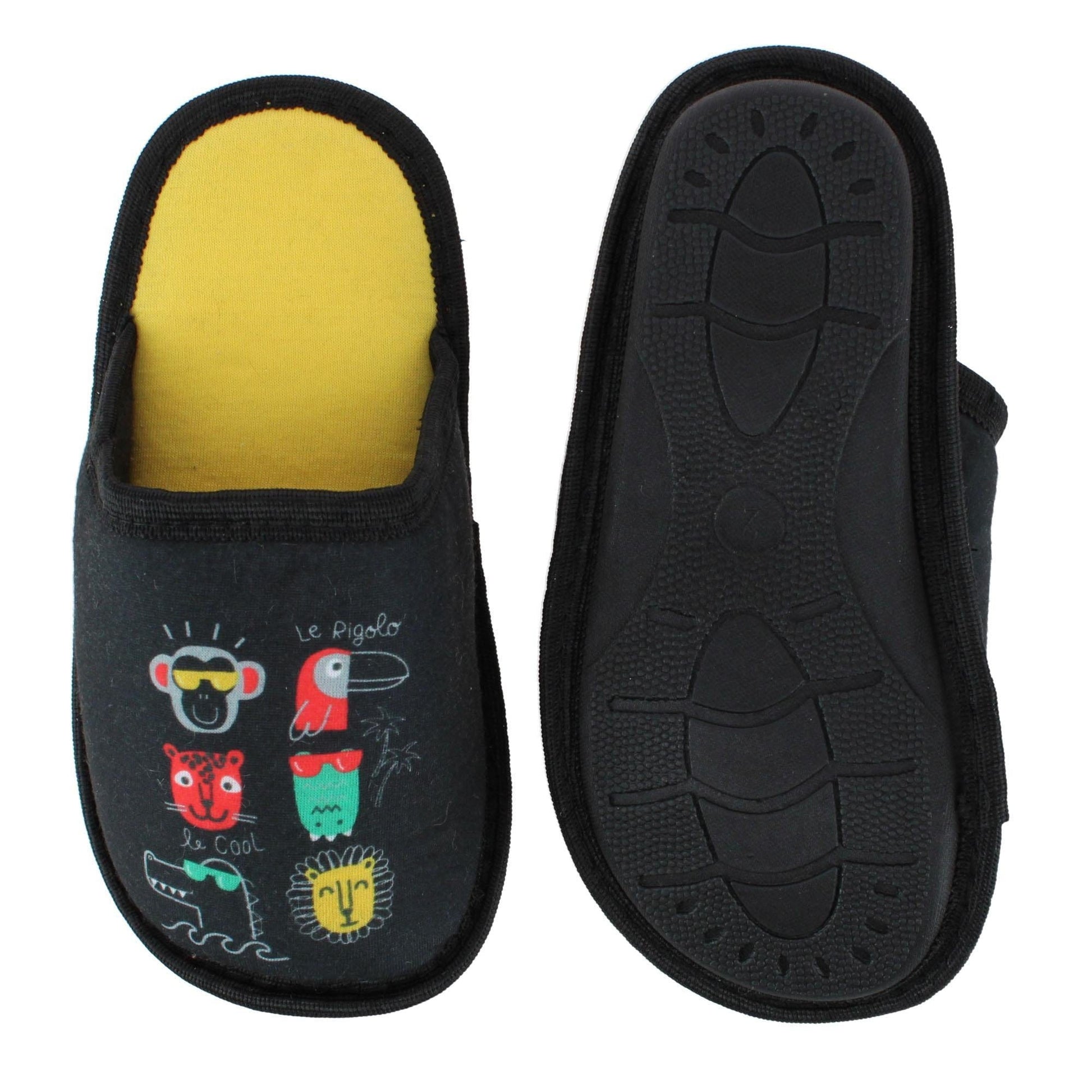 CTM® Boy's Animal Assorted Slippers - Black