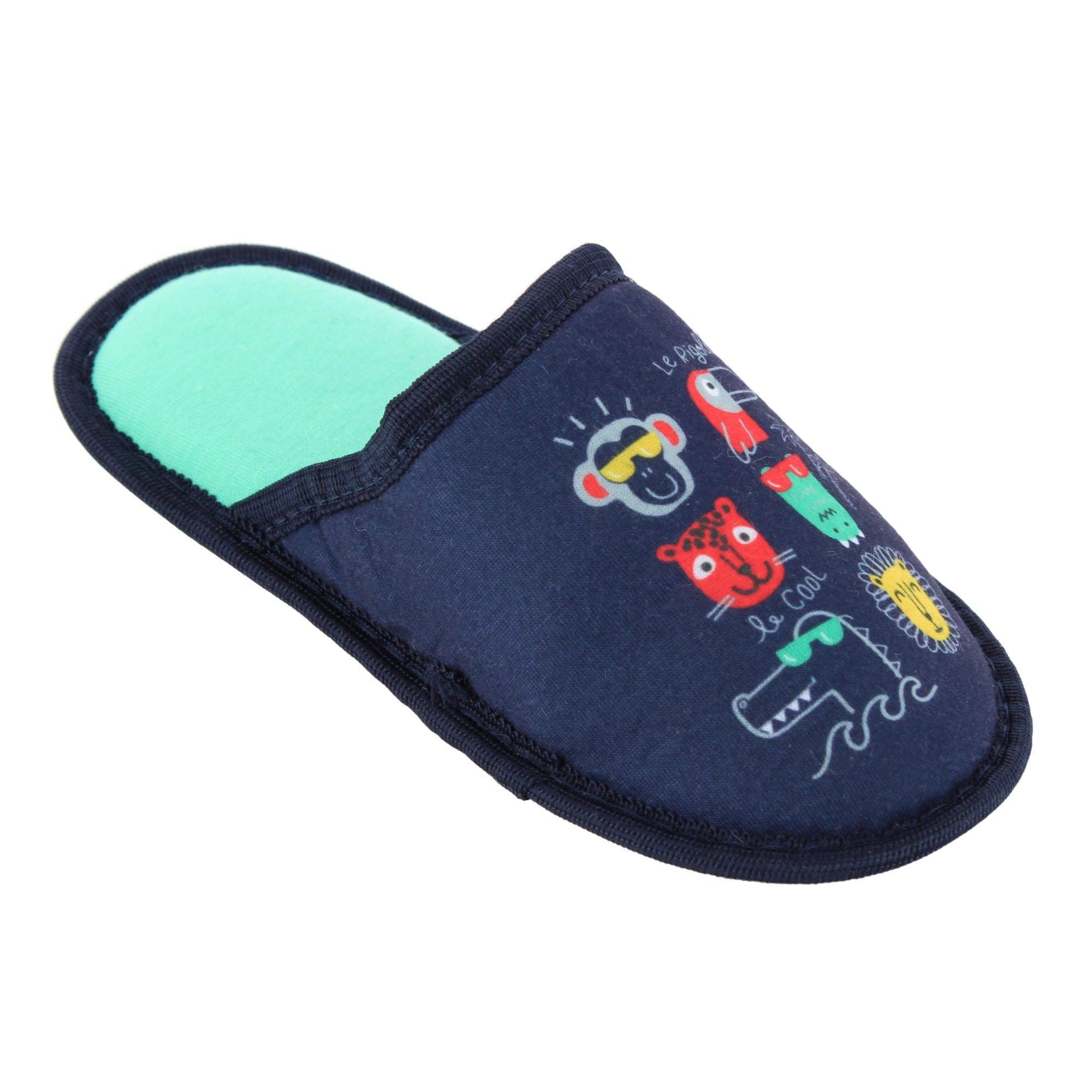 CTM® Boy's Animal Assorted Slippers - Blue
