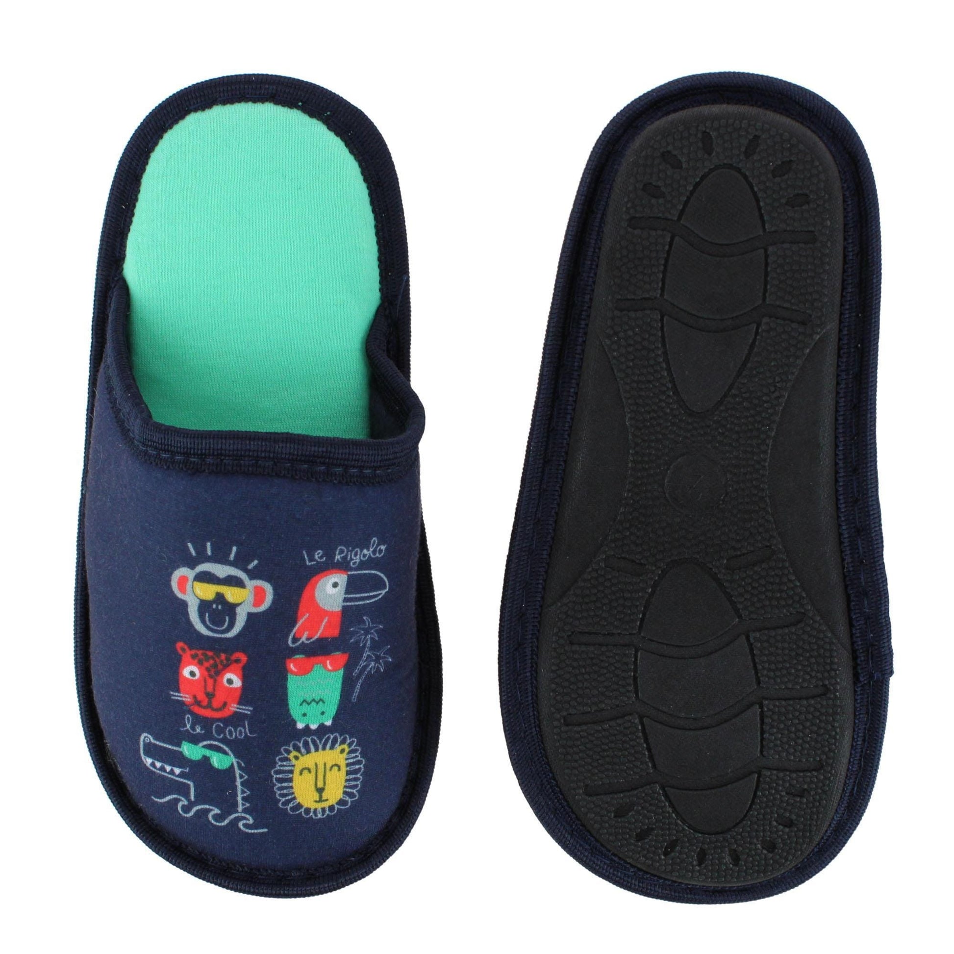CTM® Boy's Animal Assorted Slippers - Blue