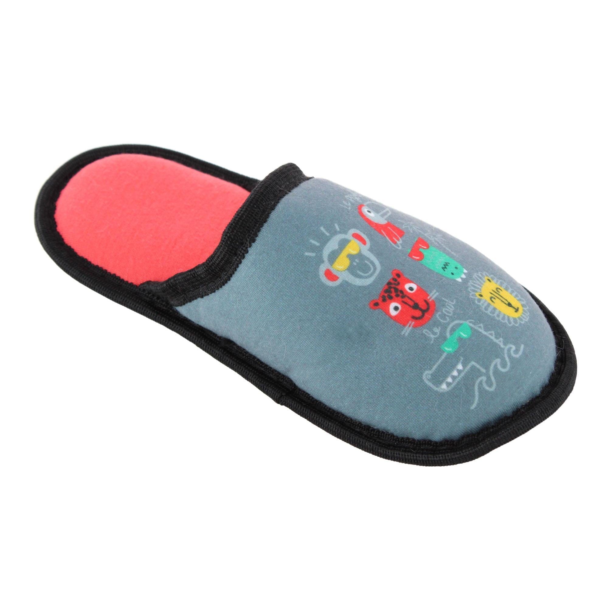 CTM® Boy's Animal Assorted Slippers - Grey