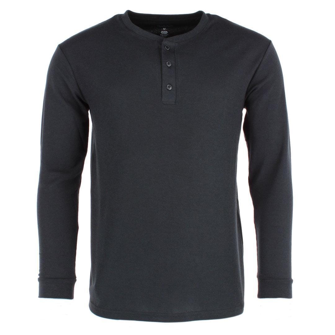 CTM® Men's Henley Thermal Underwear Shirt - Black