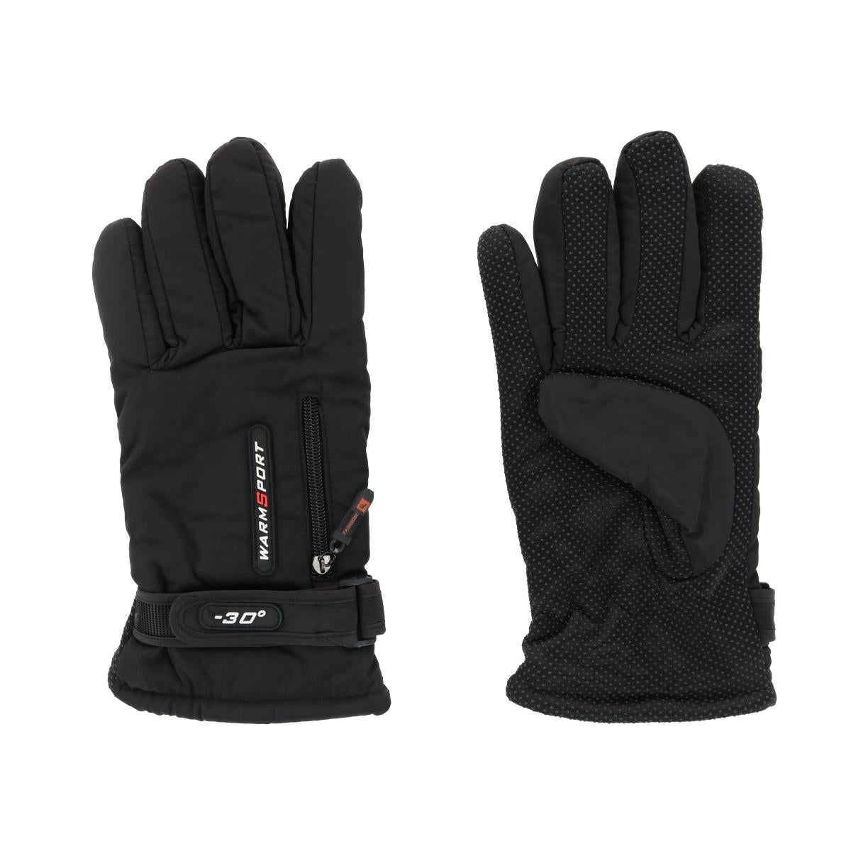 CTM® Men's Lined Winter Gloves with Zipper Pocket - Black