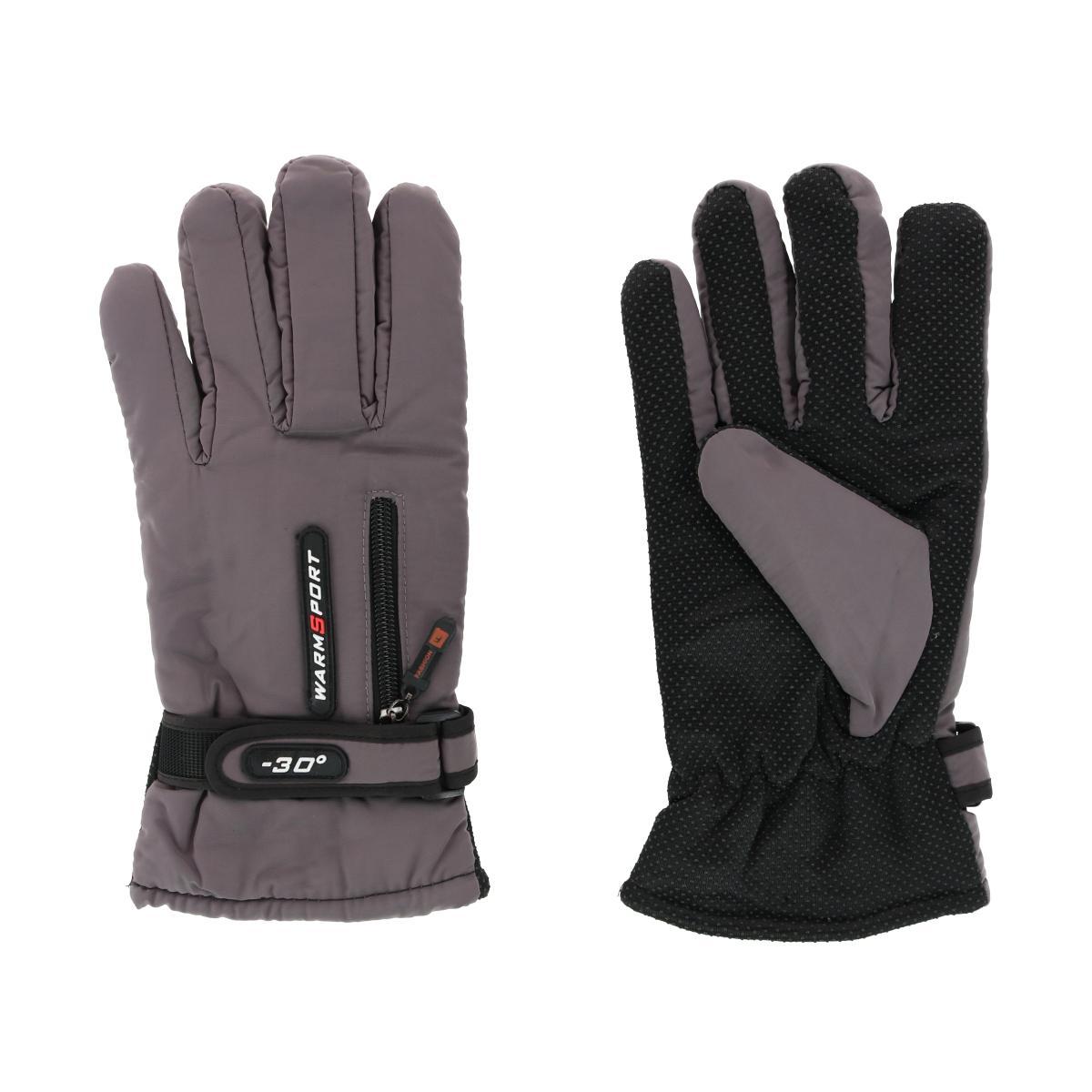 CTM® Men's Lined Winter Gloves with Zipper Pocket - Gray