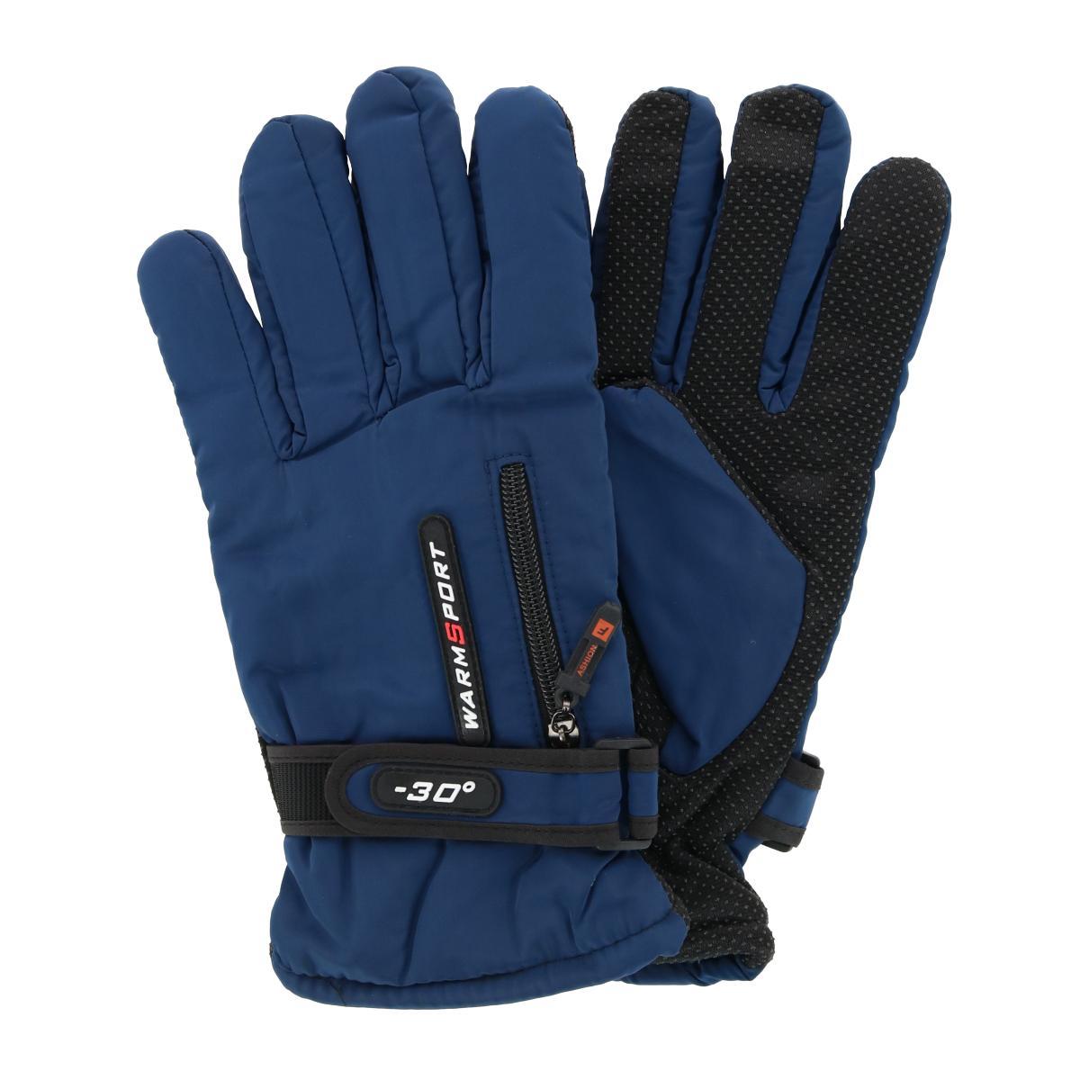 CTM® Men's Lined Winter Gloves with Zipper Pocket - Navy