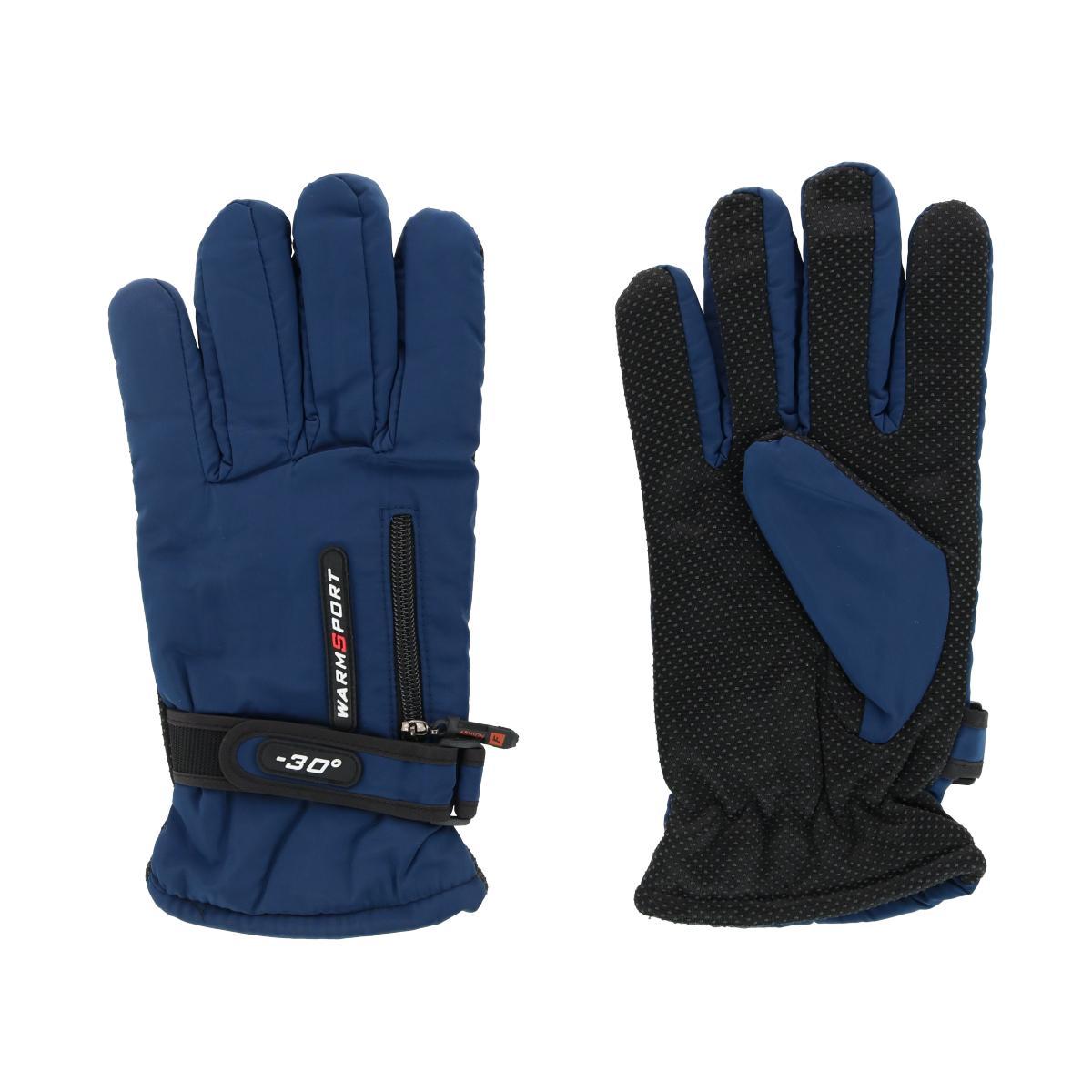 CTM® Men's Lined Winter Gloves with Zipper Pocket - Navy