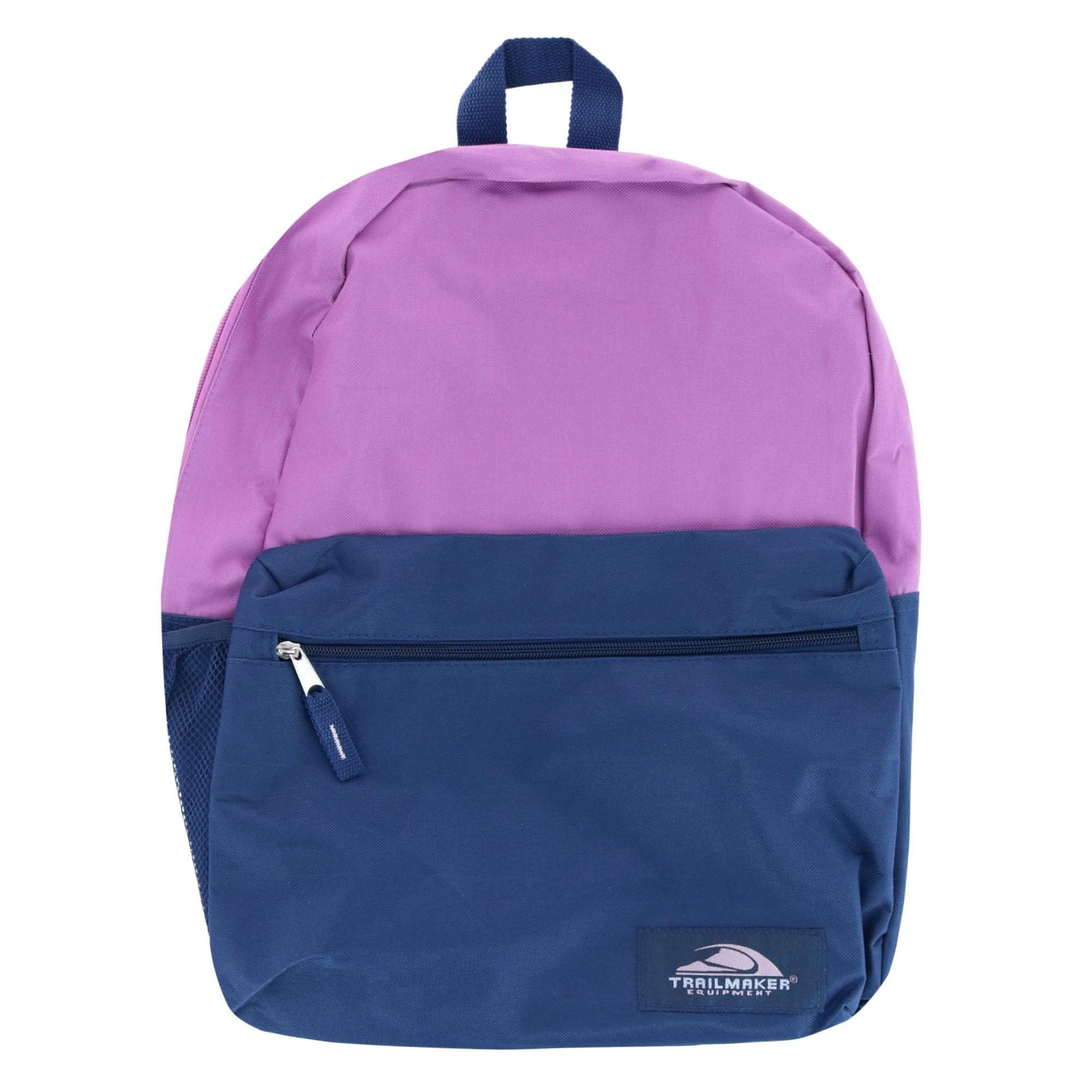 Trailmaker Girl's Trailmaker 18-Inch Two-Tone Backpack with Front Pocket - Purple/Navy
