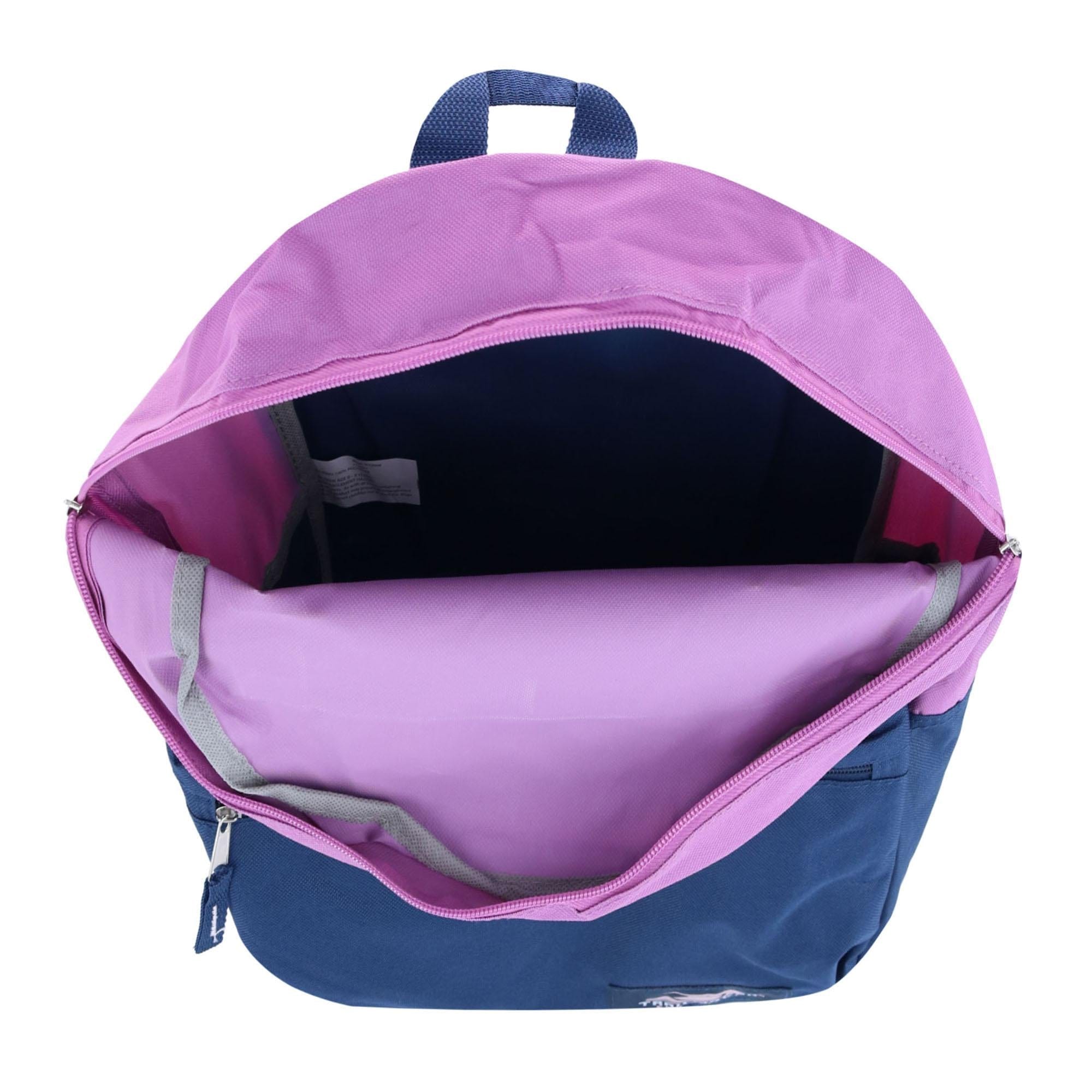 Trailmaker Girl's Trailmaker 18-Inch Two-Tone Backpack with Front Pocket - Purple/Navy
