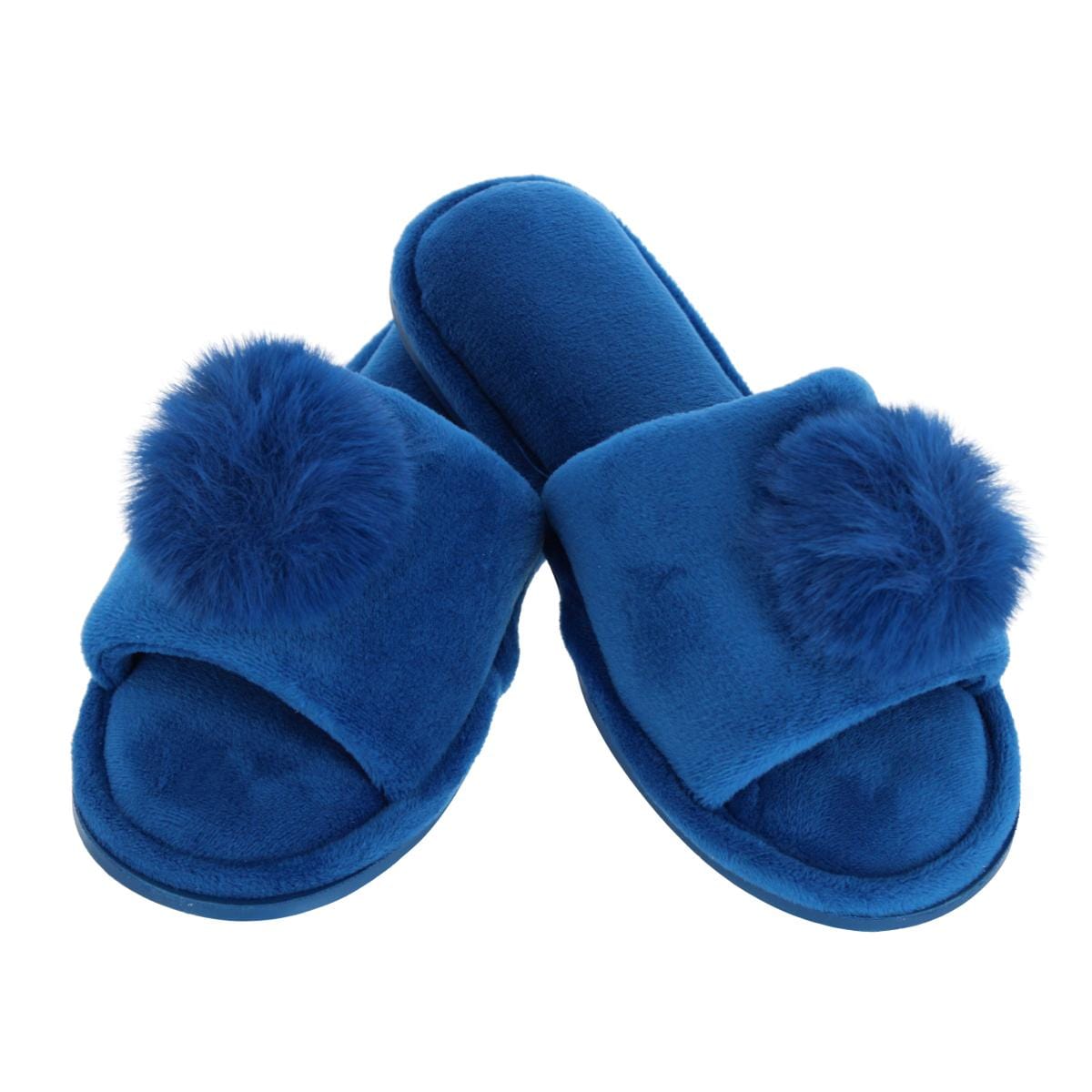 CTM® Girl's Soft Pom Open Toe Slide Slippers
