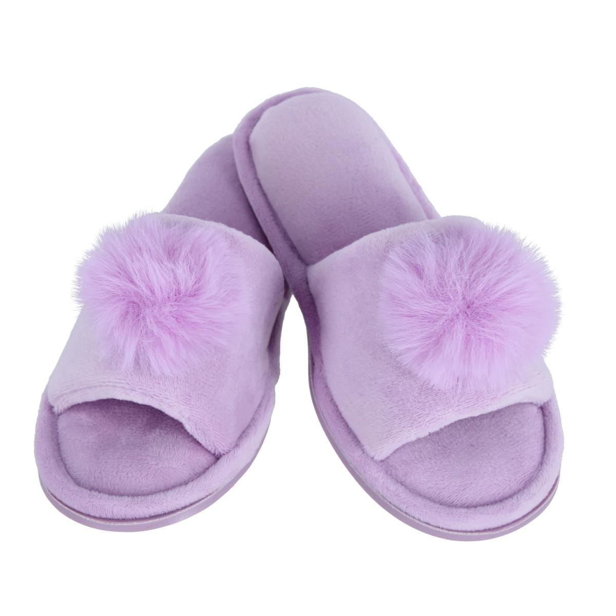 CTM® Girl's Soft Pom Open Toe Slide Slippers - Girl's Soft Pom Open Toe Slide Slippers