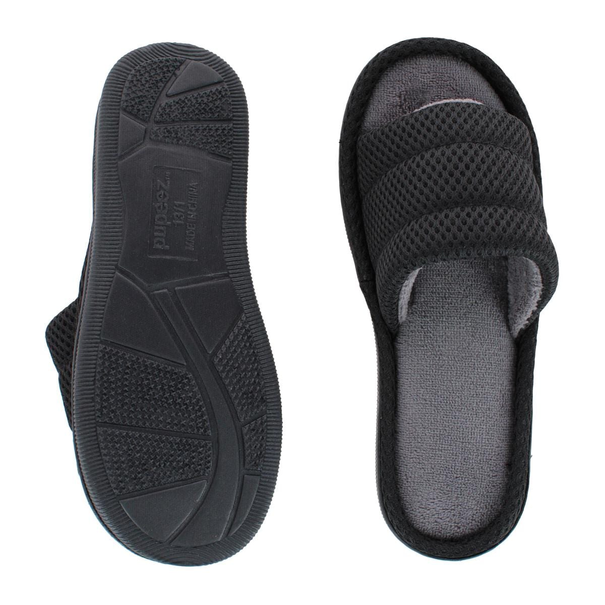 CTM® Boy's Lightweight Open Toe Slide Slippers - Black