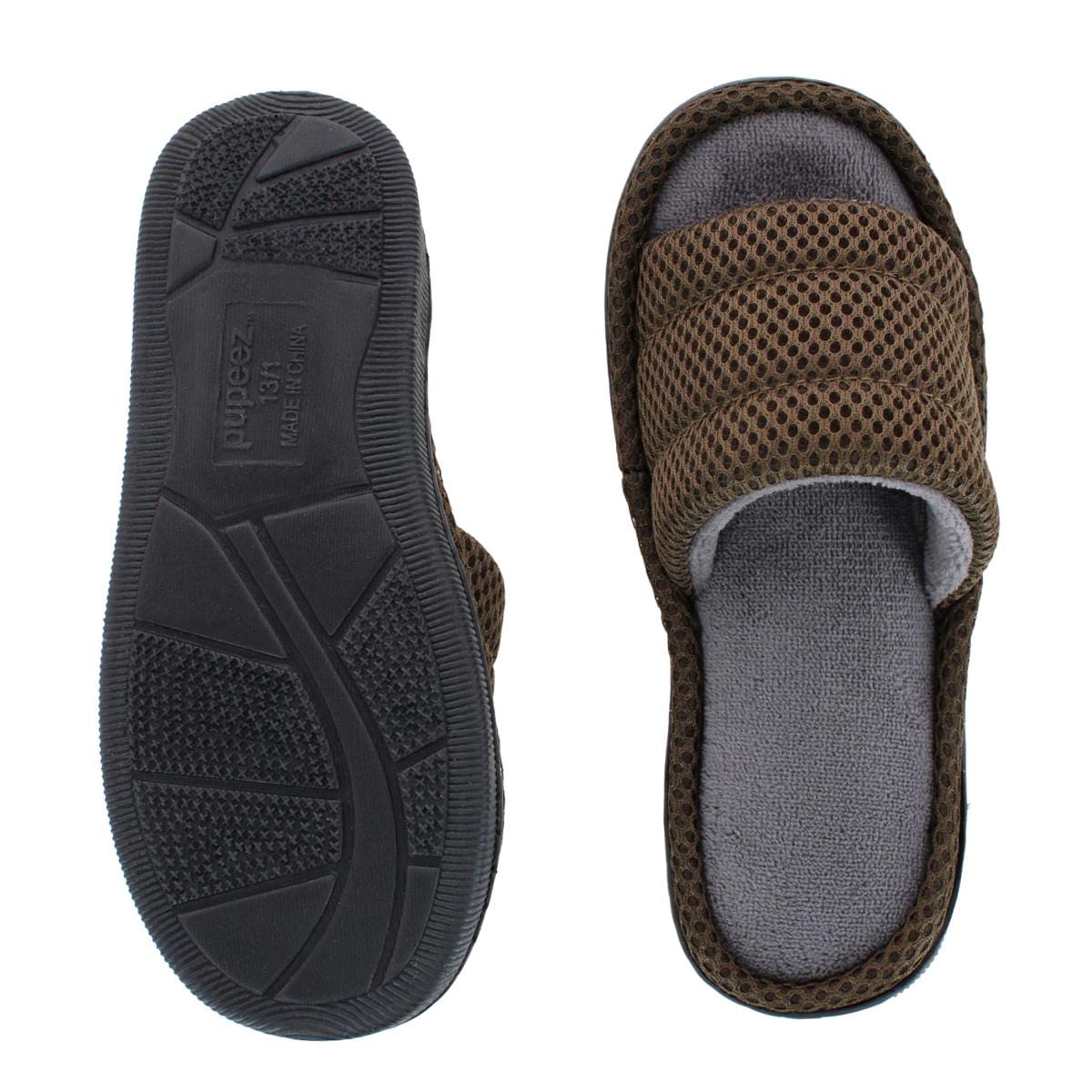 CTM® Boy's Lightweight Open Toe Slide Slippers - Green