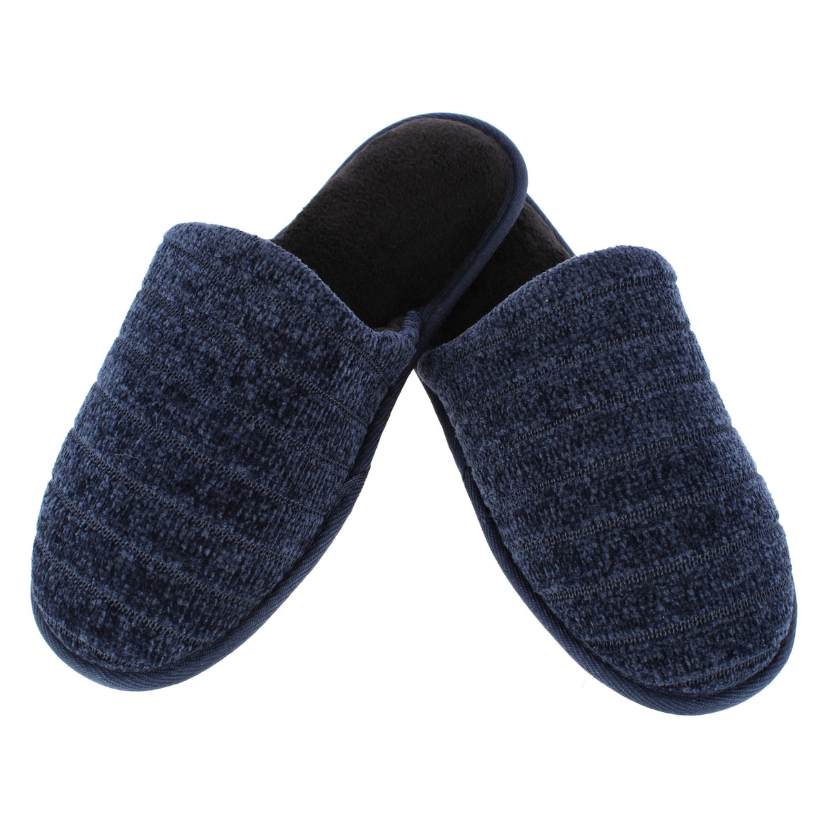 Roxoni Men's Classic Slide-On House Slippers Plush Indoor Outdoor - Navy