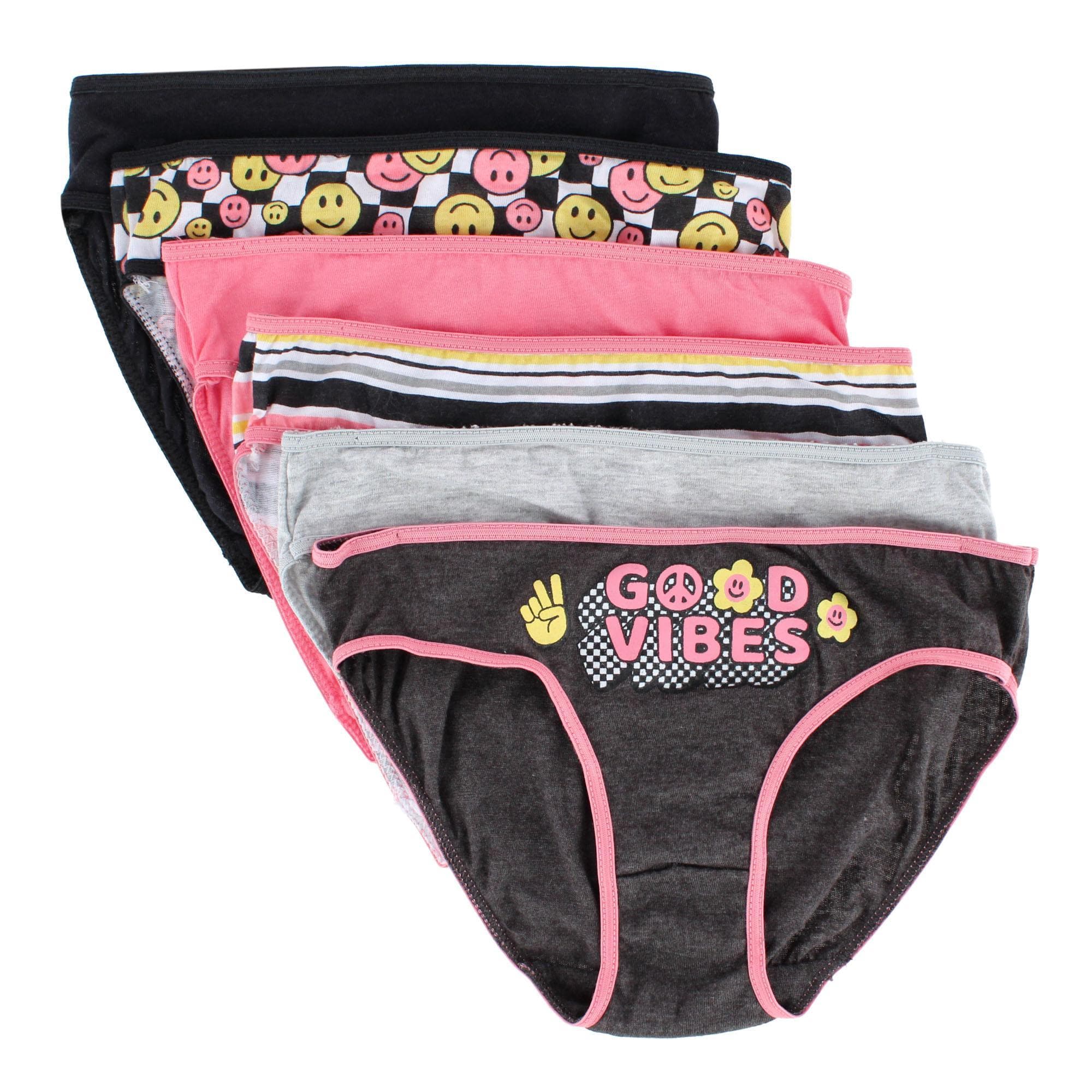 CTM® Girl's Good Vibes Cotton Briefs Underwear (6 Pack)