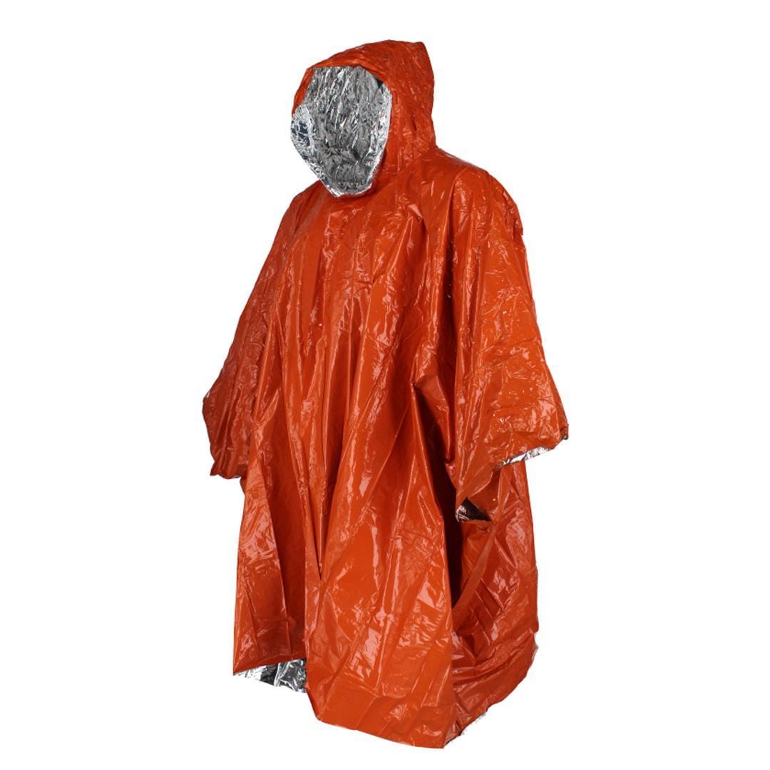 SE Adult Aluminized Thermal Reusable Rain Poncho - Orange