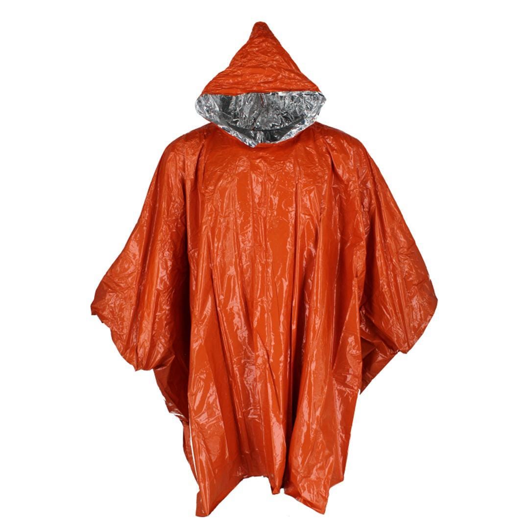 SE Adult Aluminized Thermal Reusable Rain Poncho - Orange
