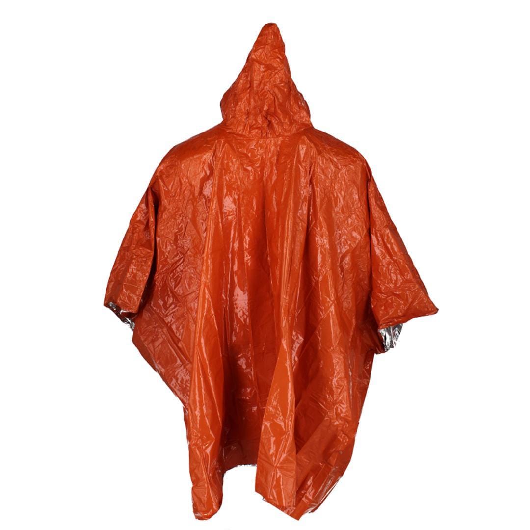 SE Adult Aluminized Thermal Reusable Rain Poncho - Orange