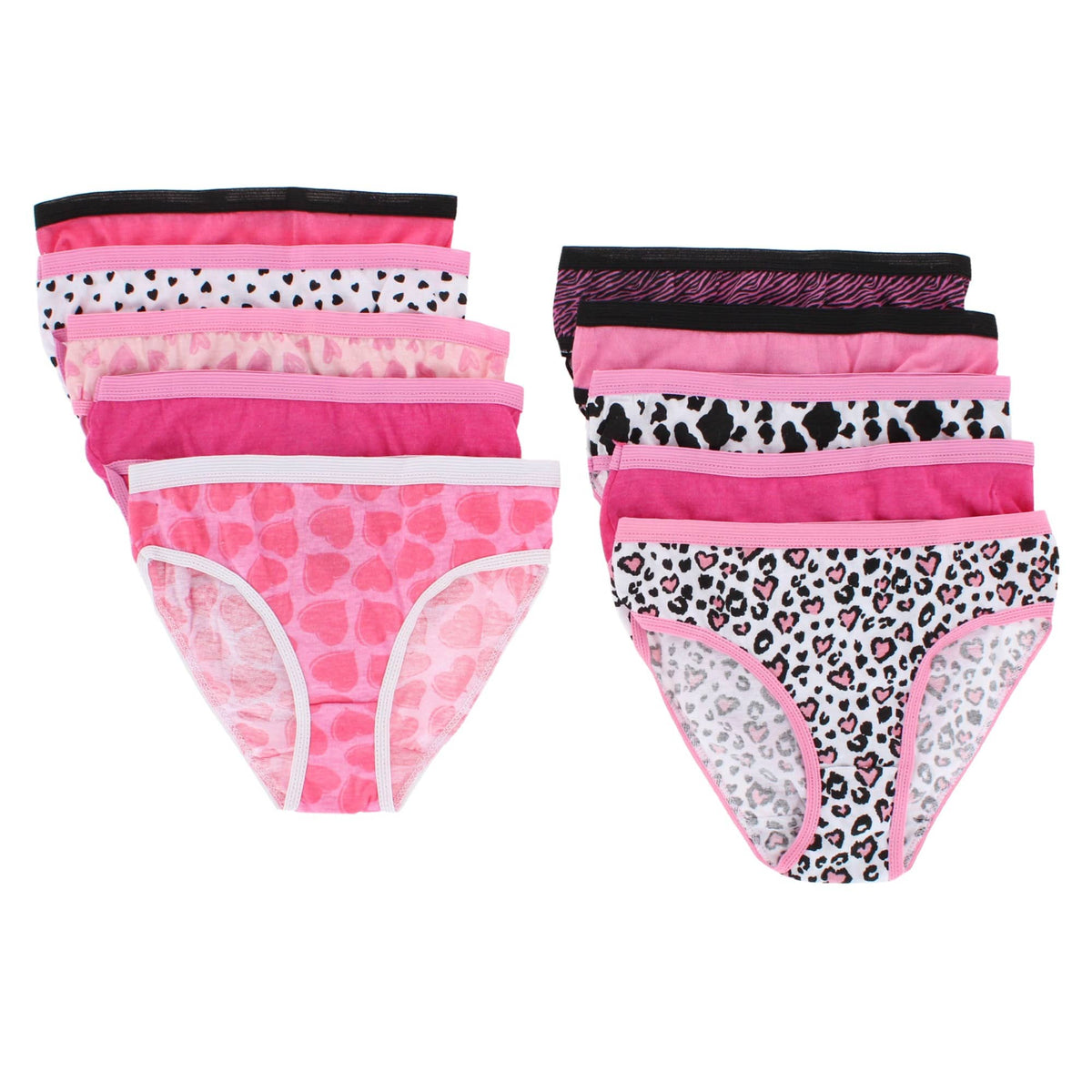 CTM® Girl's 10 pack Patterned Cotton Panties - Girl's 10 pack Patterned Cotton Panties