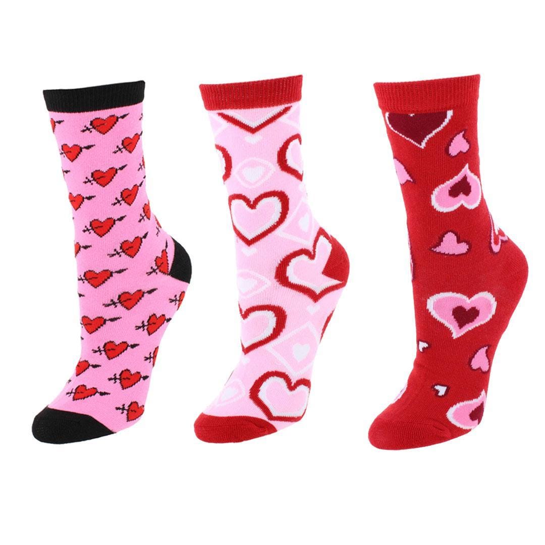 CTM® Women's Valentine's Day Adorable Crew Socks (3 Pair Pack)