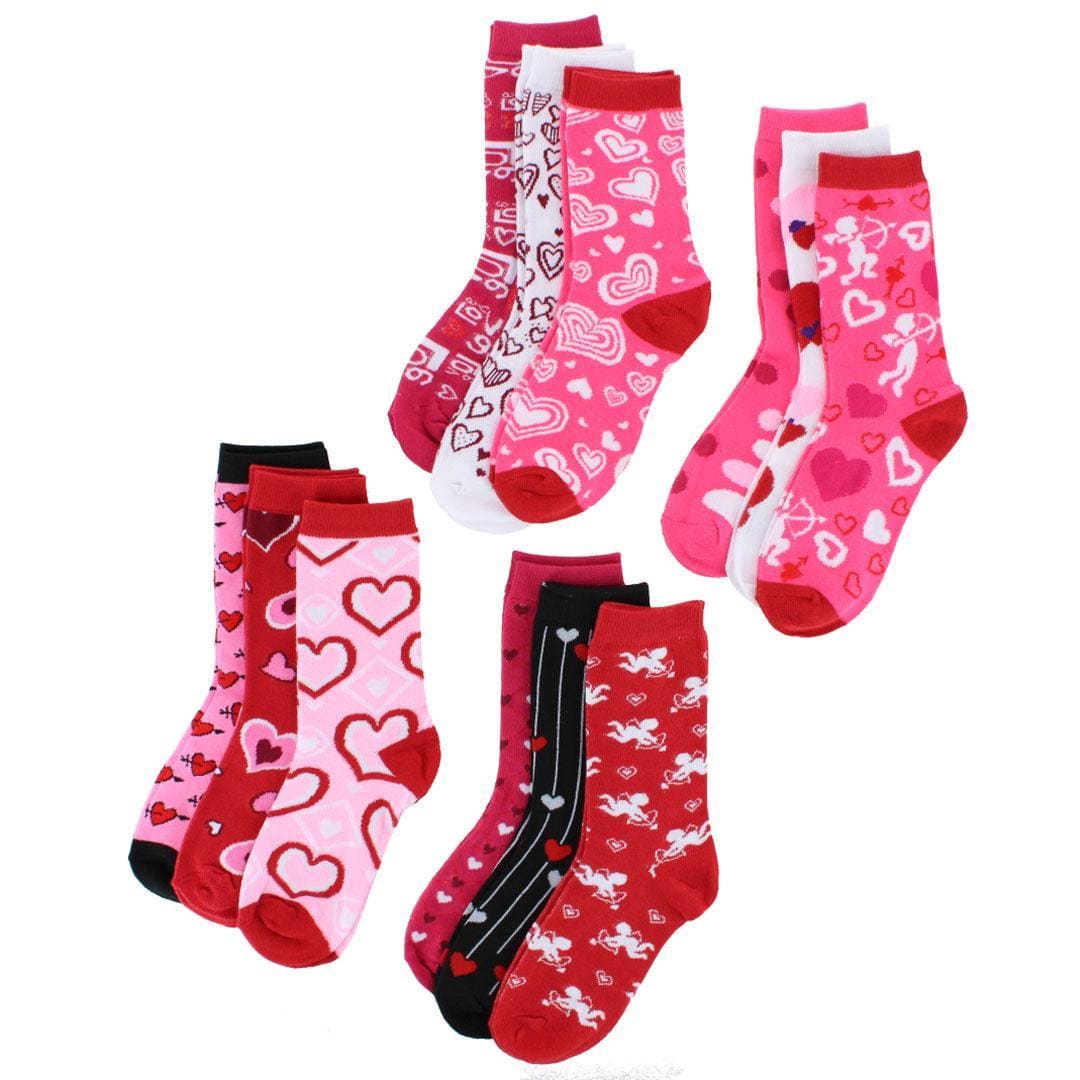 CTM® Women's Valentine's Day Adorable Crew Socks (3 Pair Pack) - Multiple