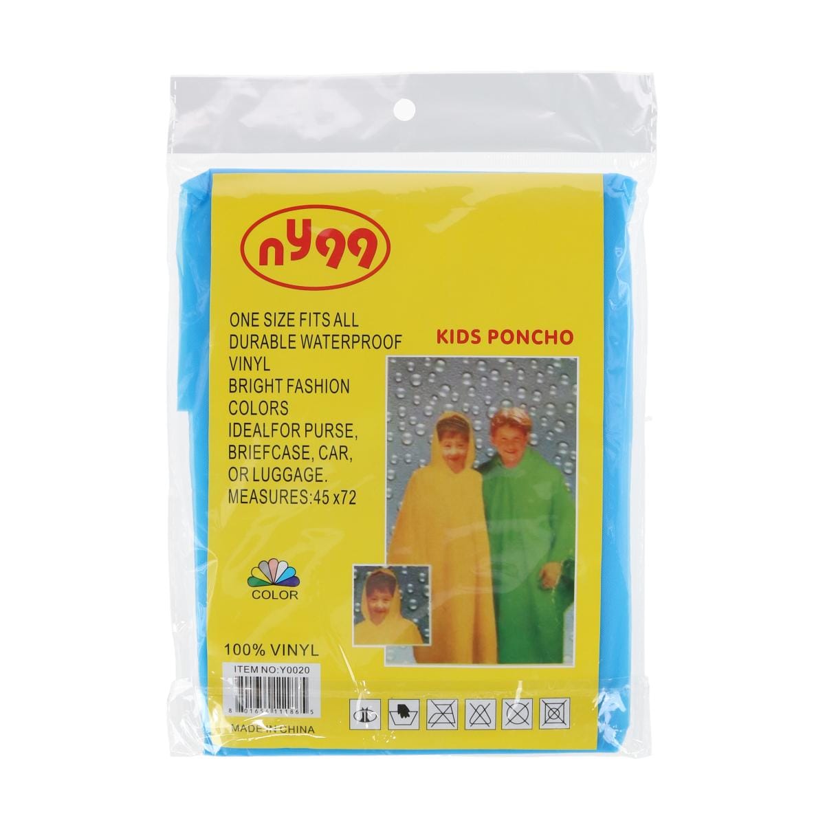 CTM® Kids' Vinyl One Size Fits Most Waterproof Rain Poncho - Blue