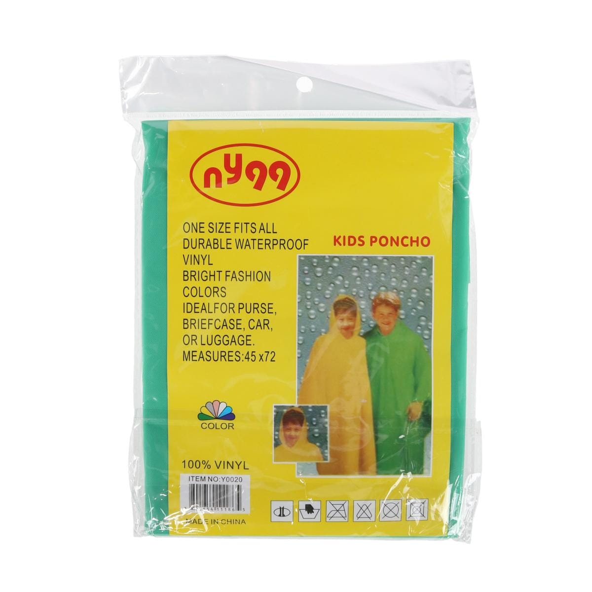 CTM® Kids' Vinyl One Size Fits Most Waterproof Rain Poncho - Green