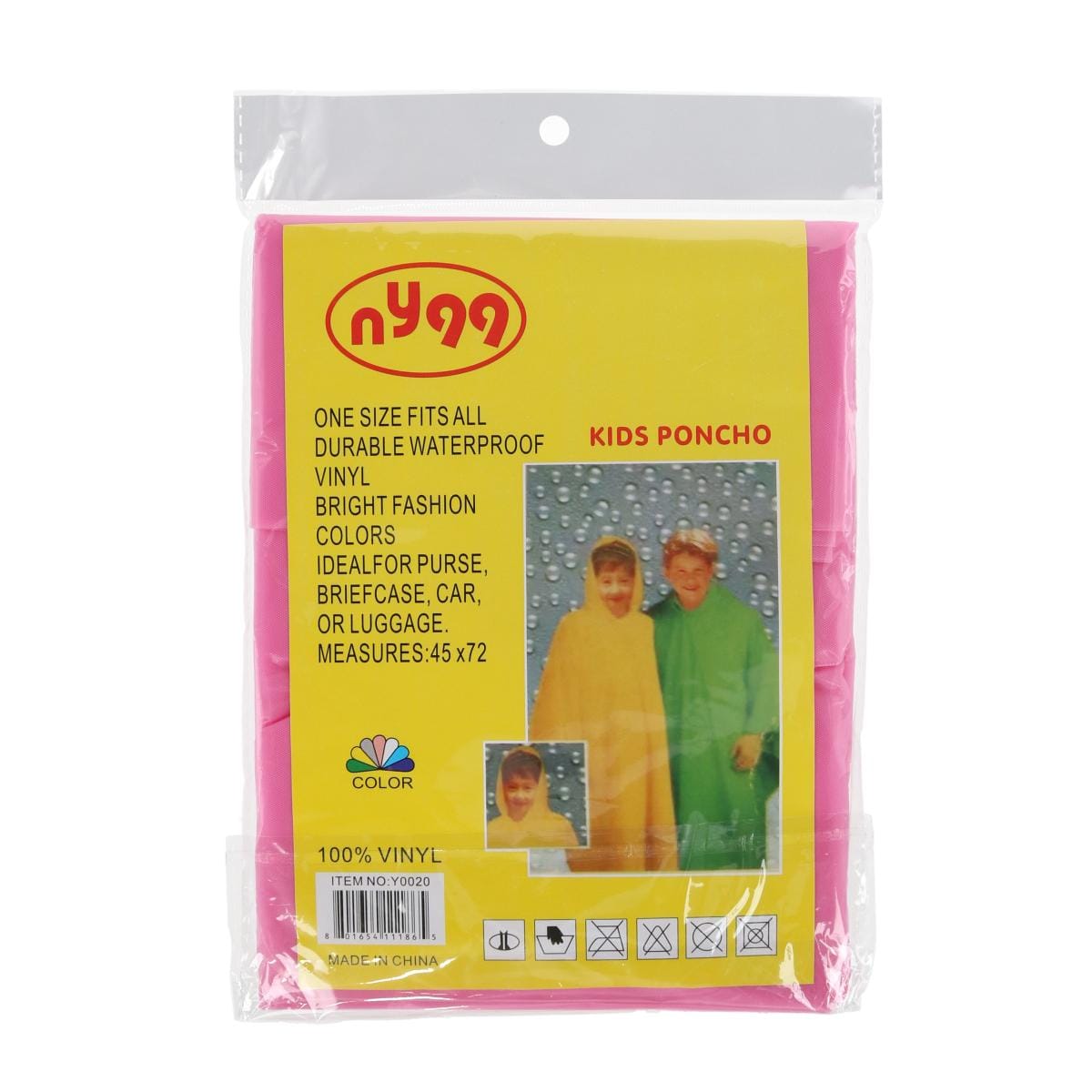 CTM® Kids' Vinyl One Size Fits Most Waterproof Rain Poncho - Pink